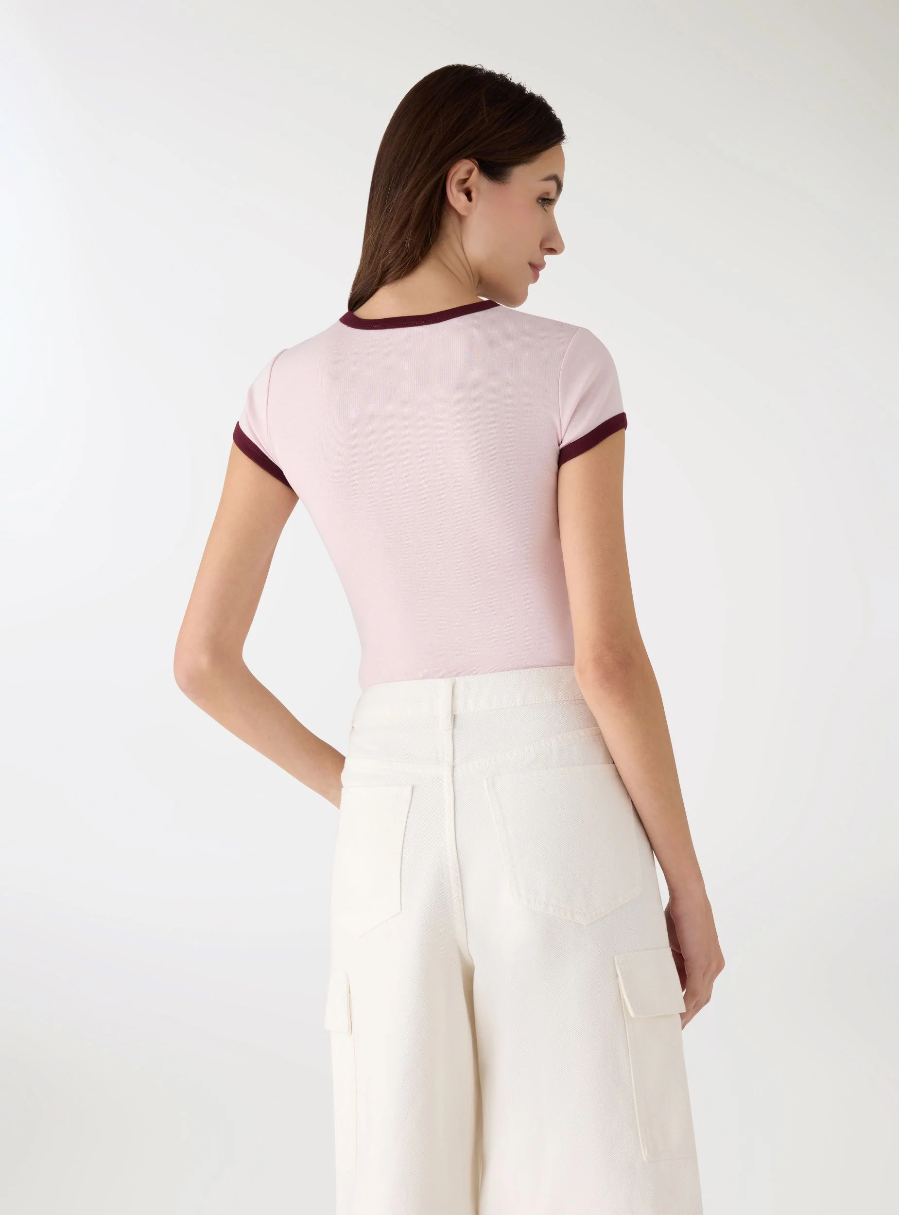 T-shirt crop con bordi a contrasto - Image 2