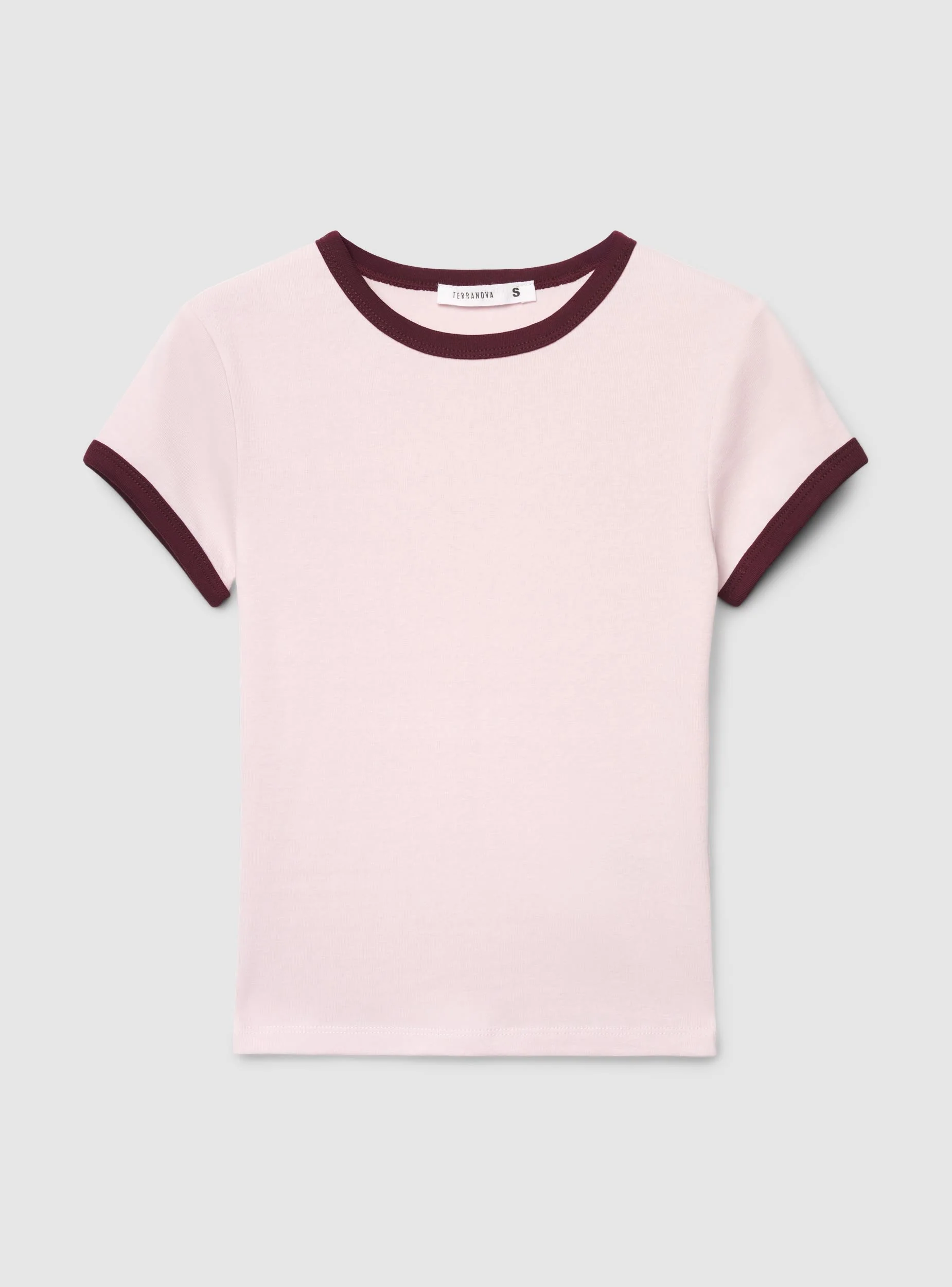 T-shirt crop con bordi a contrasto - Image 7