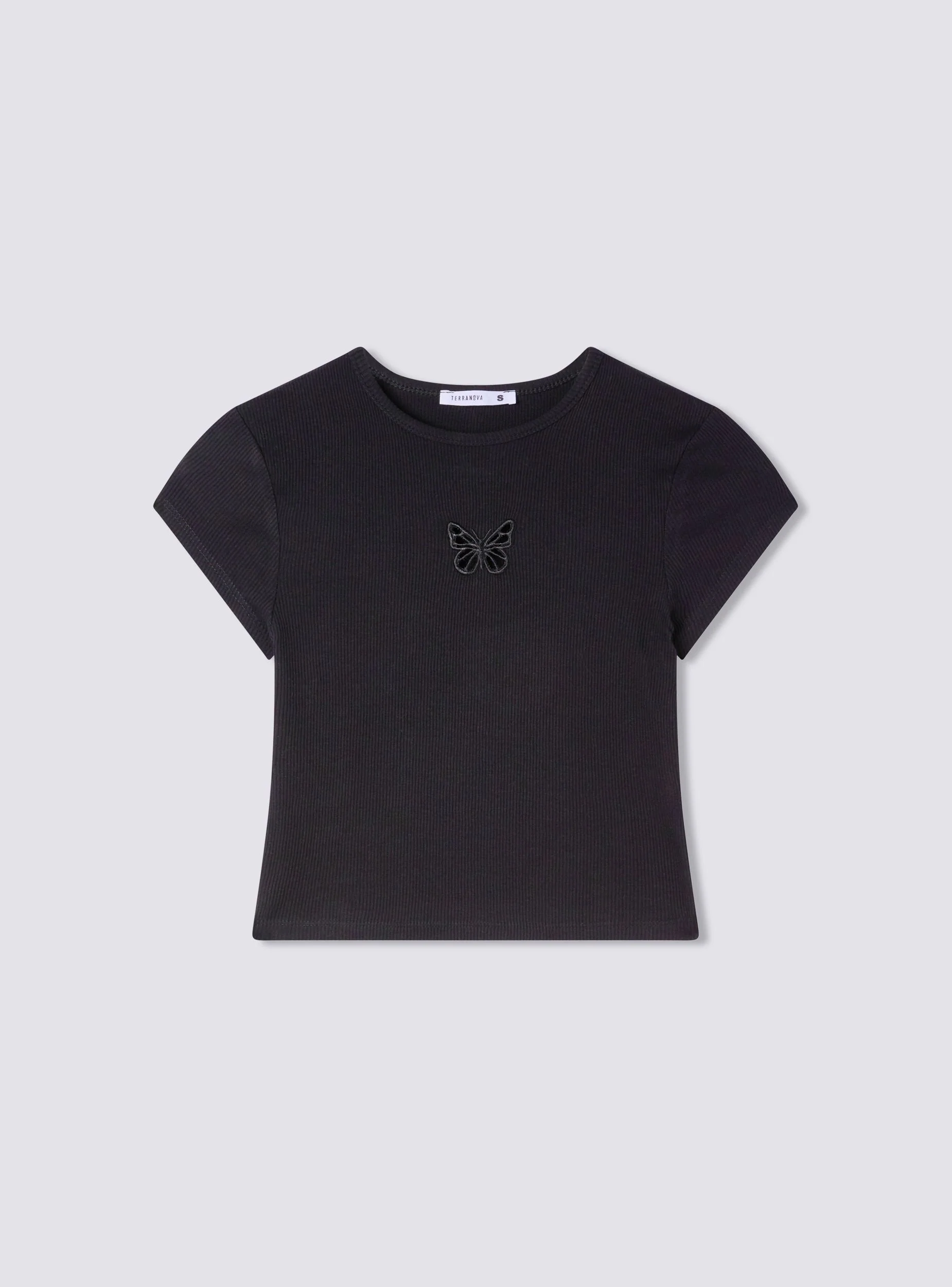 T-shirt crop con dettaglio farfalla cut-out - Image 5