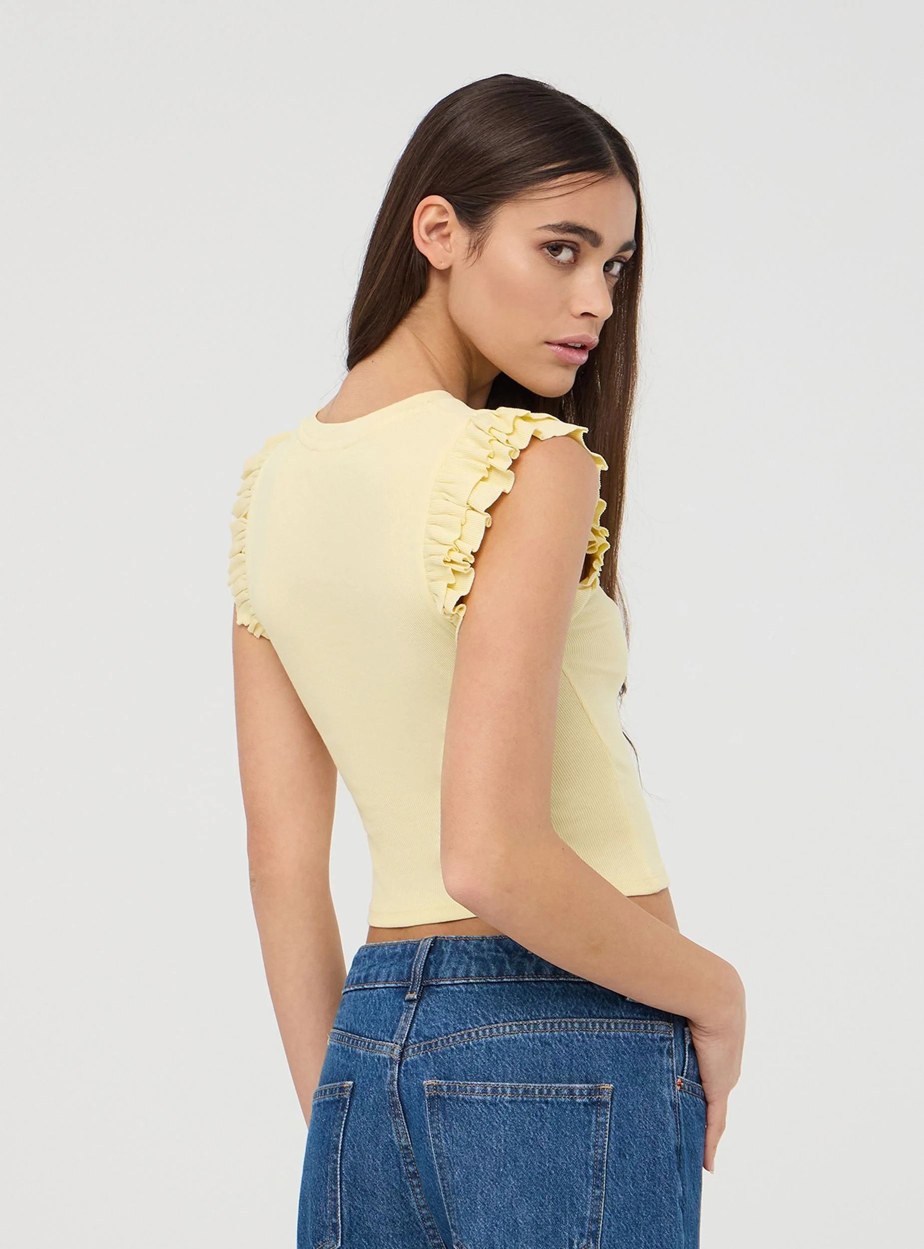 T-shirt crop con maniche a balze - Image 2
