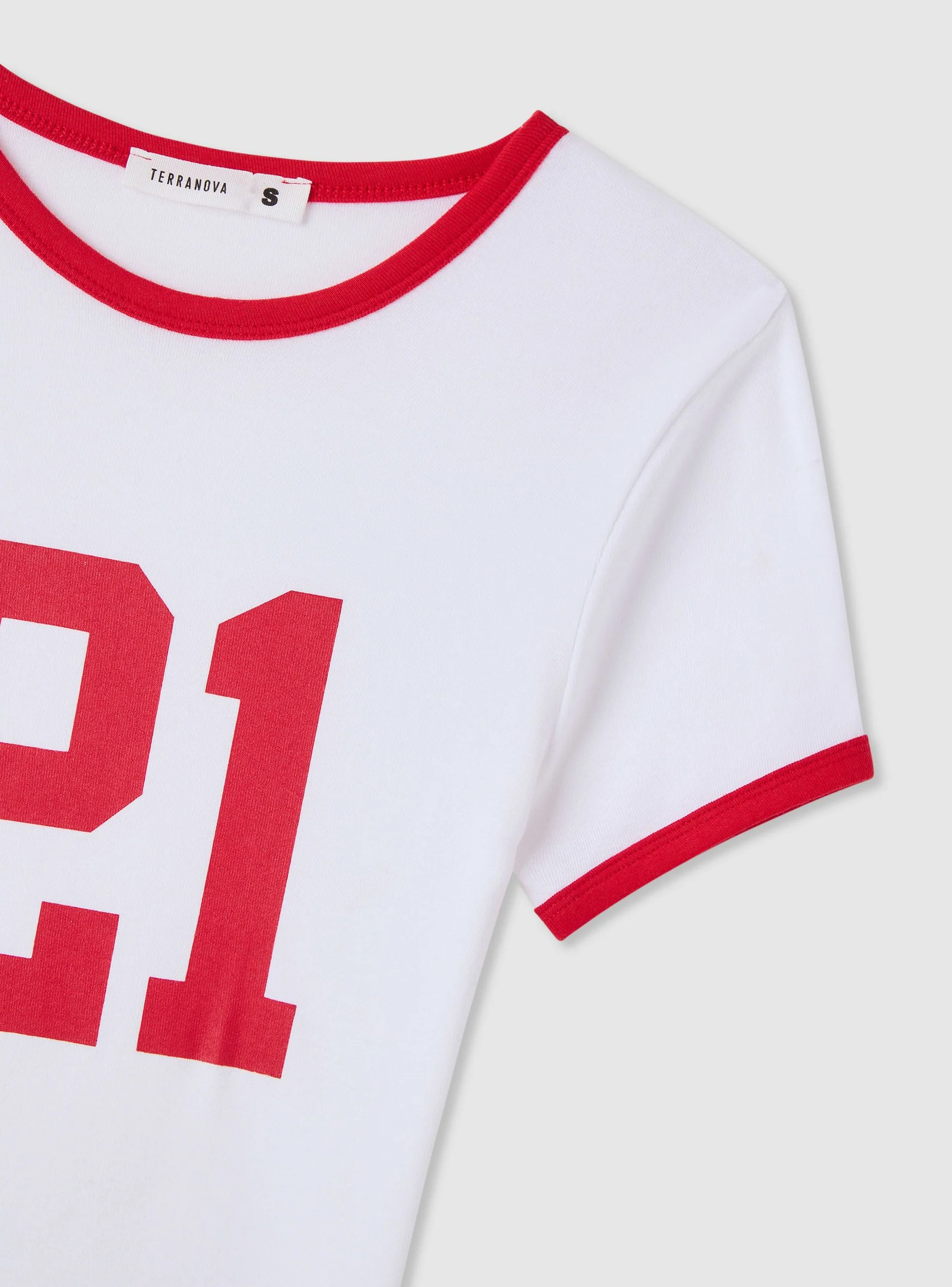 T-shirt crop con numero e profili a contrasto - Image 6