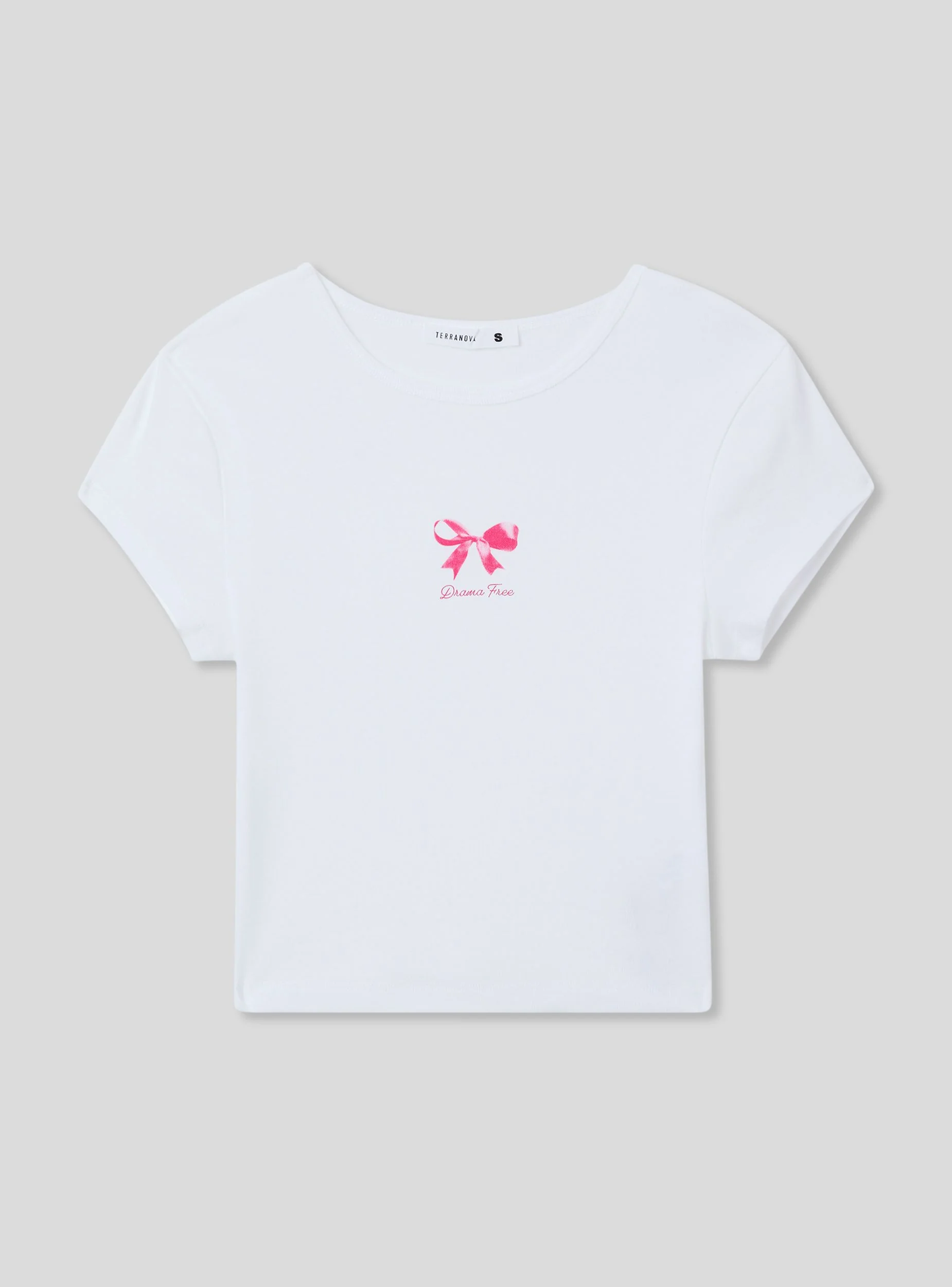 T-shirt crop con piccola stampa e scritta frontale - Image 4