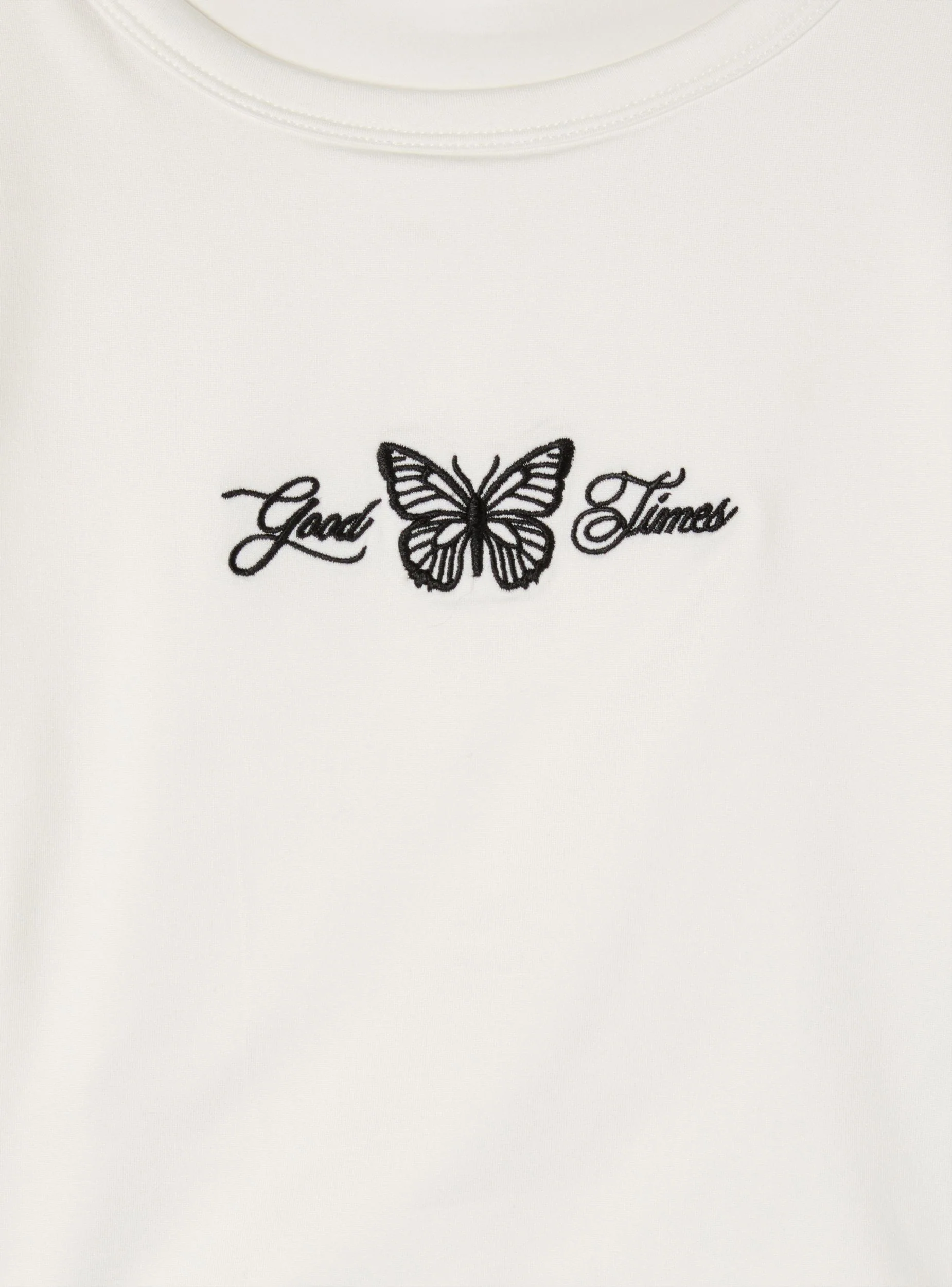 T-shirt crop con scritta e farfalla - Image 5
