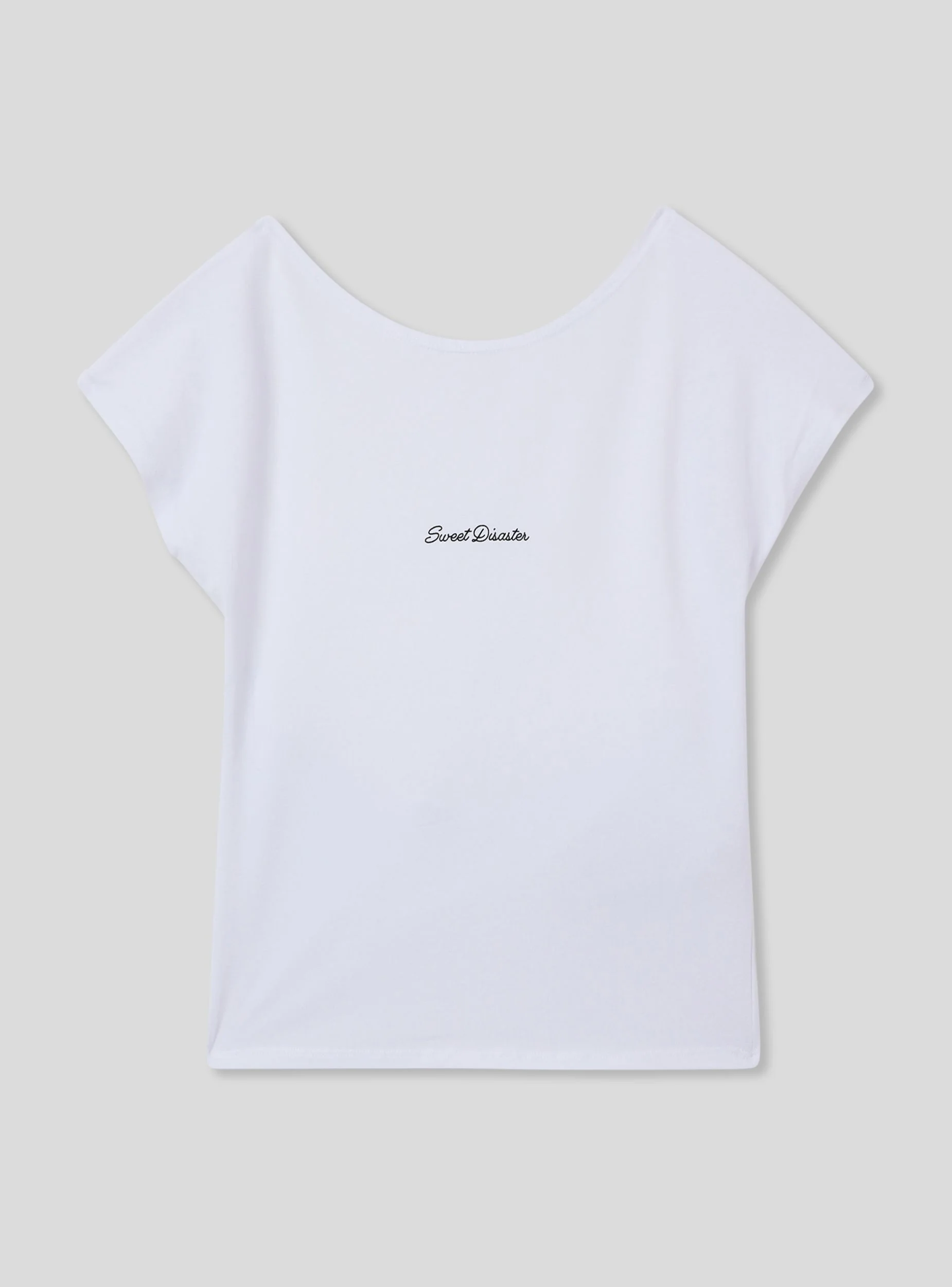T-shirt crop con scritta e scollo sul retro - Image 4