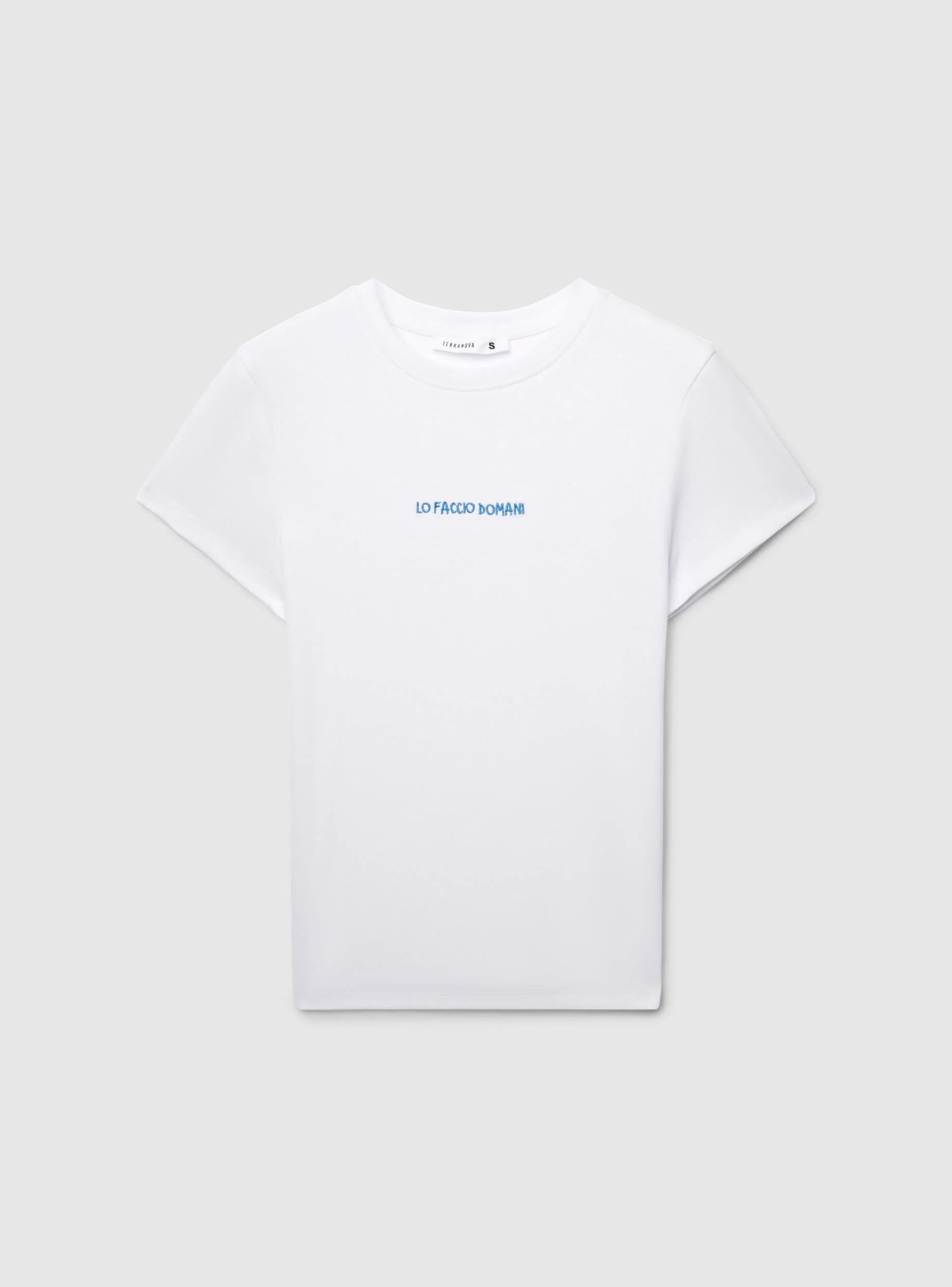 T-shirt crop con scritta ricamo - Image 6