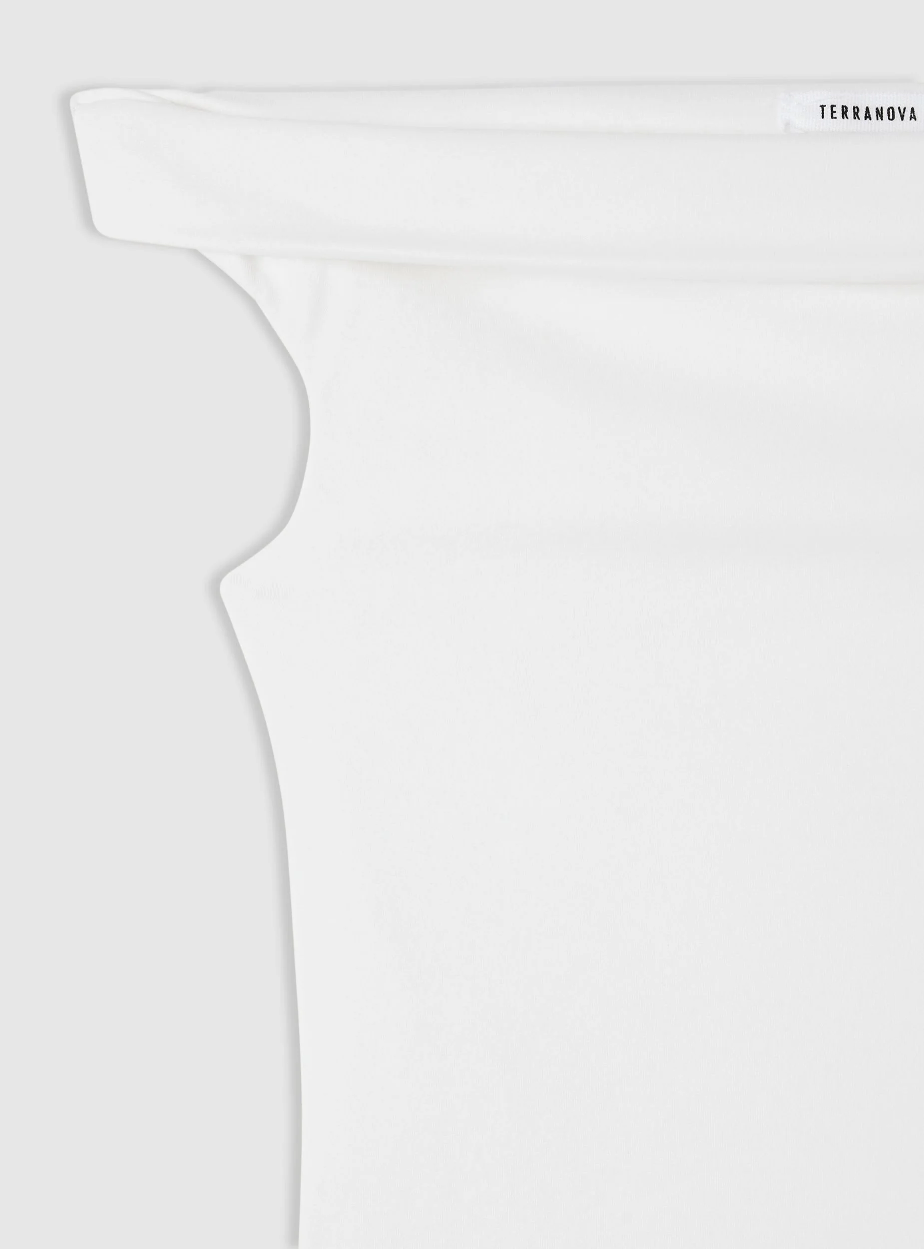T-shirt crop con spalle scoperte a tinta unita - Image 7
