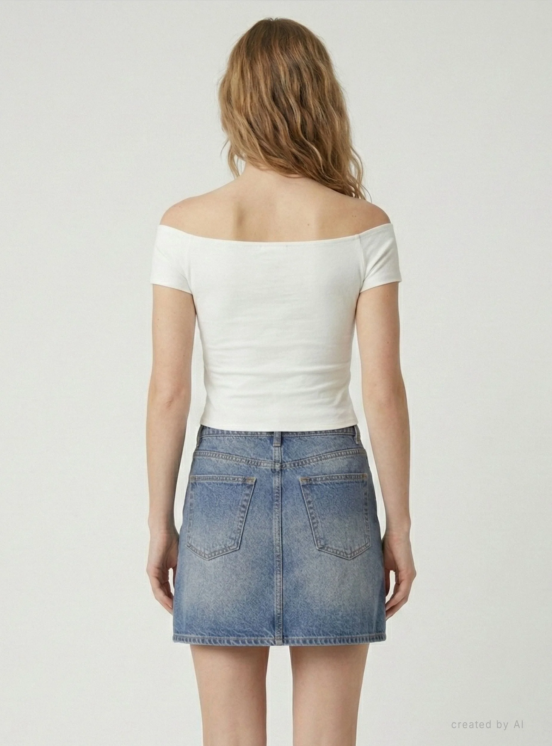 T-shirt crop con spalle scoperte e patch stella - Image 3