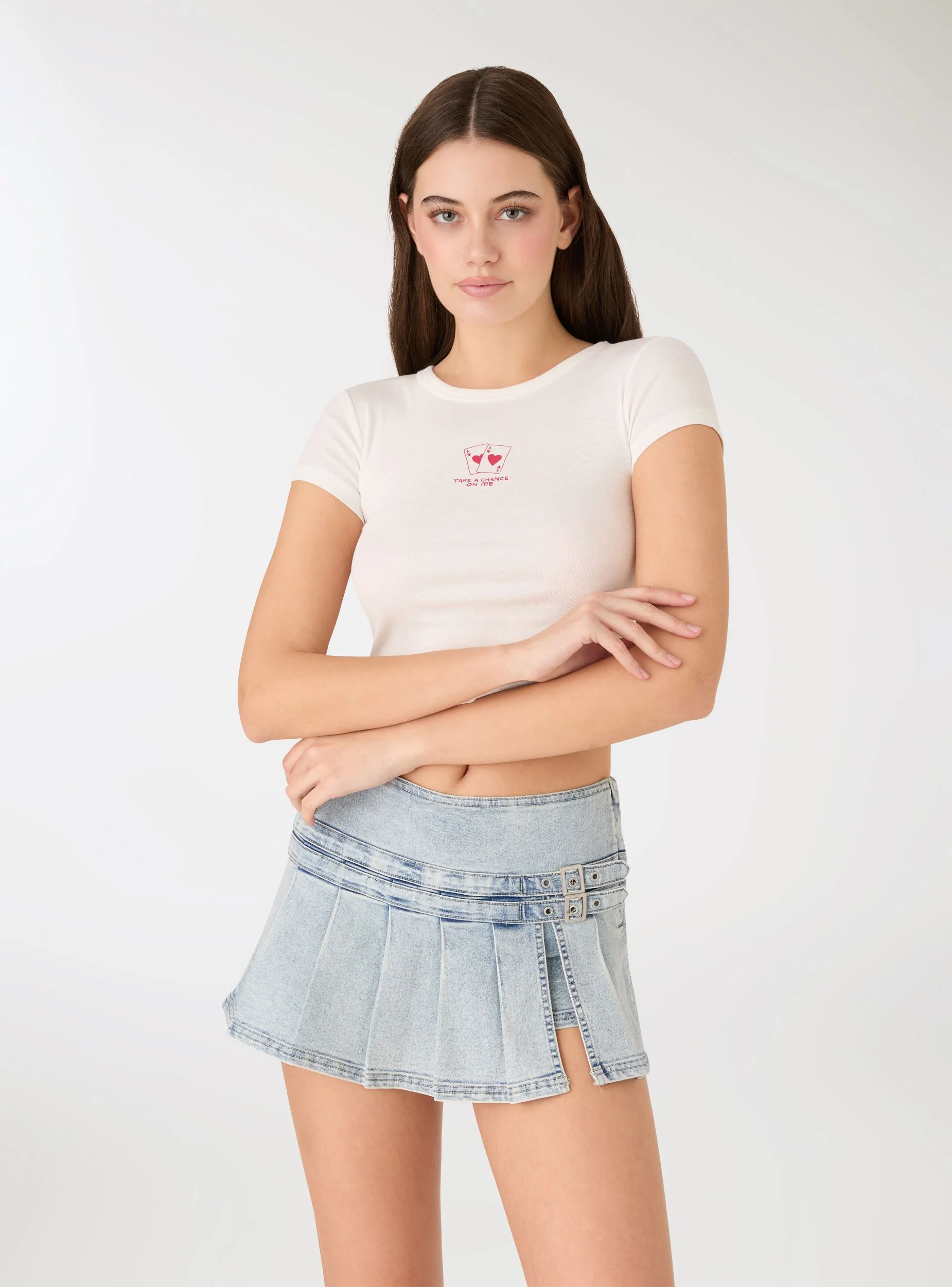 T-shirt crop con stampa e coulisse laterali - Image 3