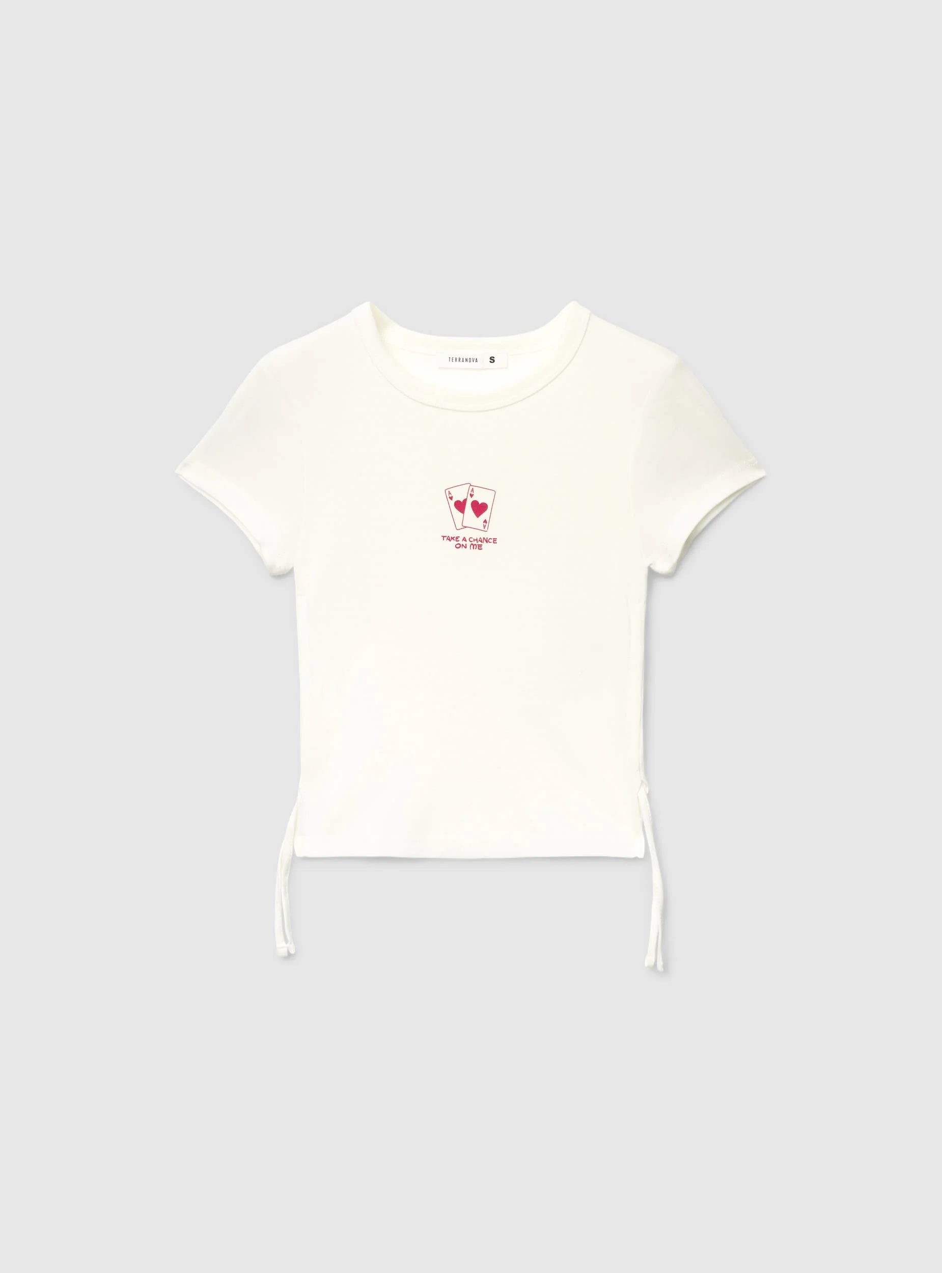 T-shirt crop con stampa e coulisse laterali - Image 5