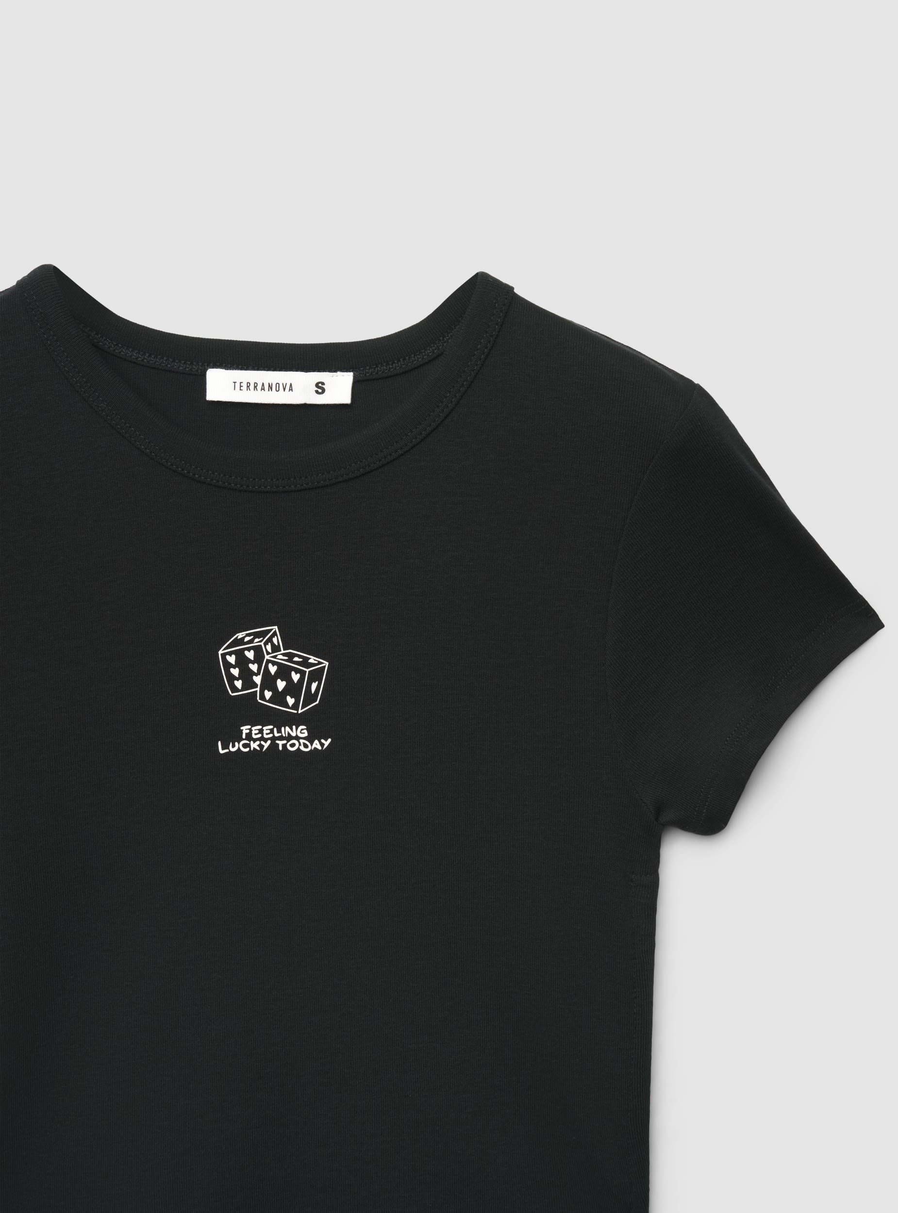T-shirt crop con stampa e coulisse laterali - Image 6