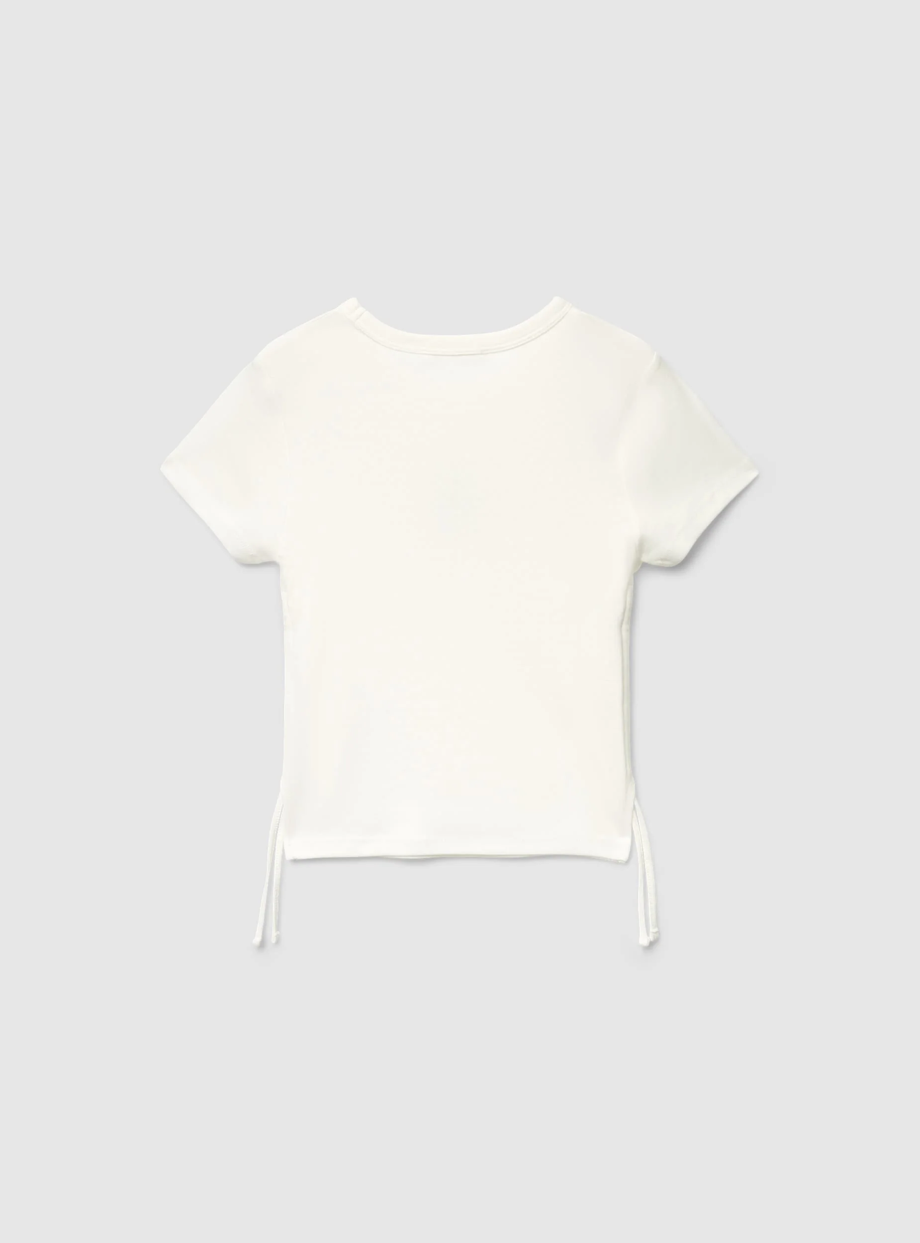 T-shirt crop con stampa e coulisse laterali - Image 5