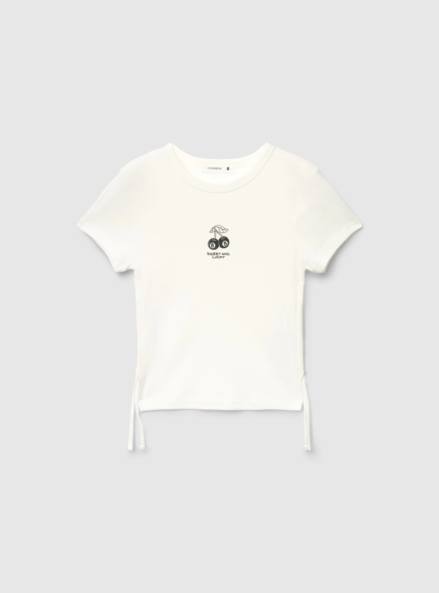 T-shirt crop con stampa e coulisse laterali - Image 6
