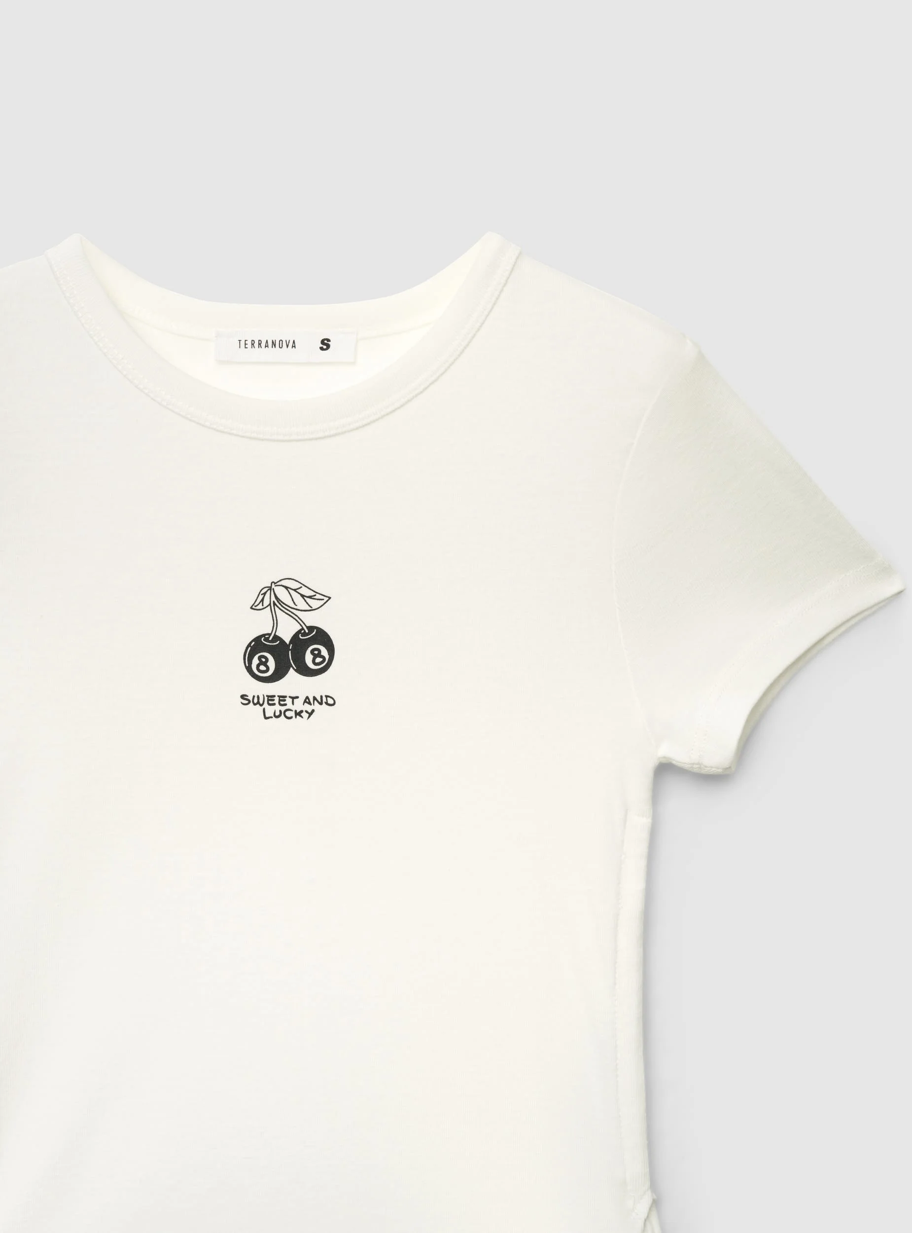 T-shirt crop con stampa e coulisse laterali - Image 7