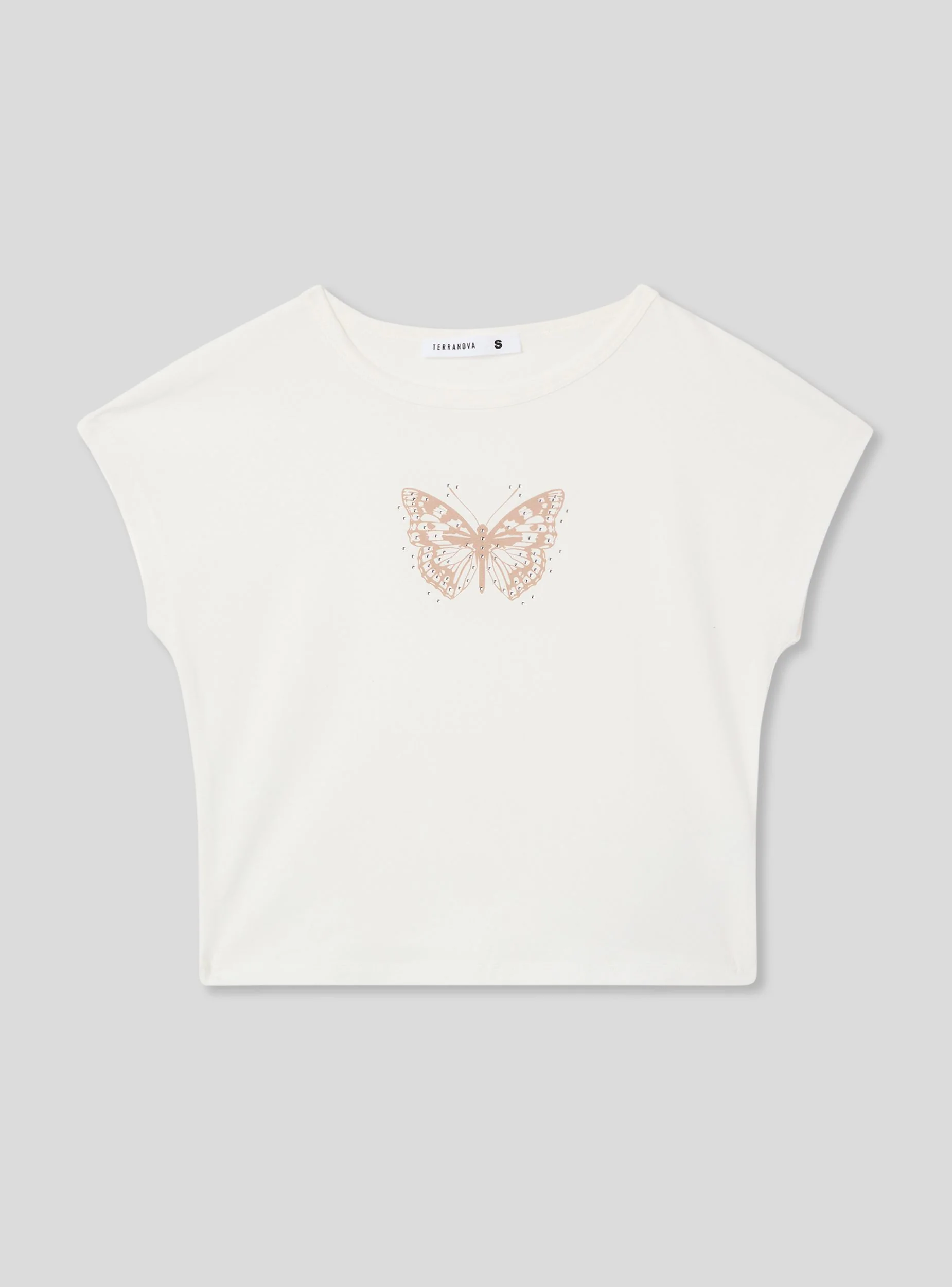 T-shirt crop con stampa farfalla e applicazioni - Image 6