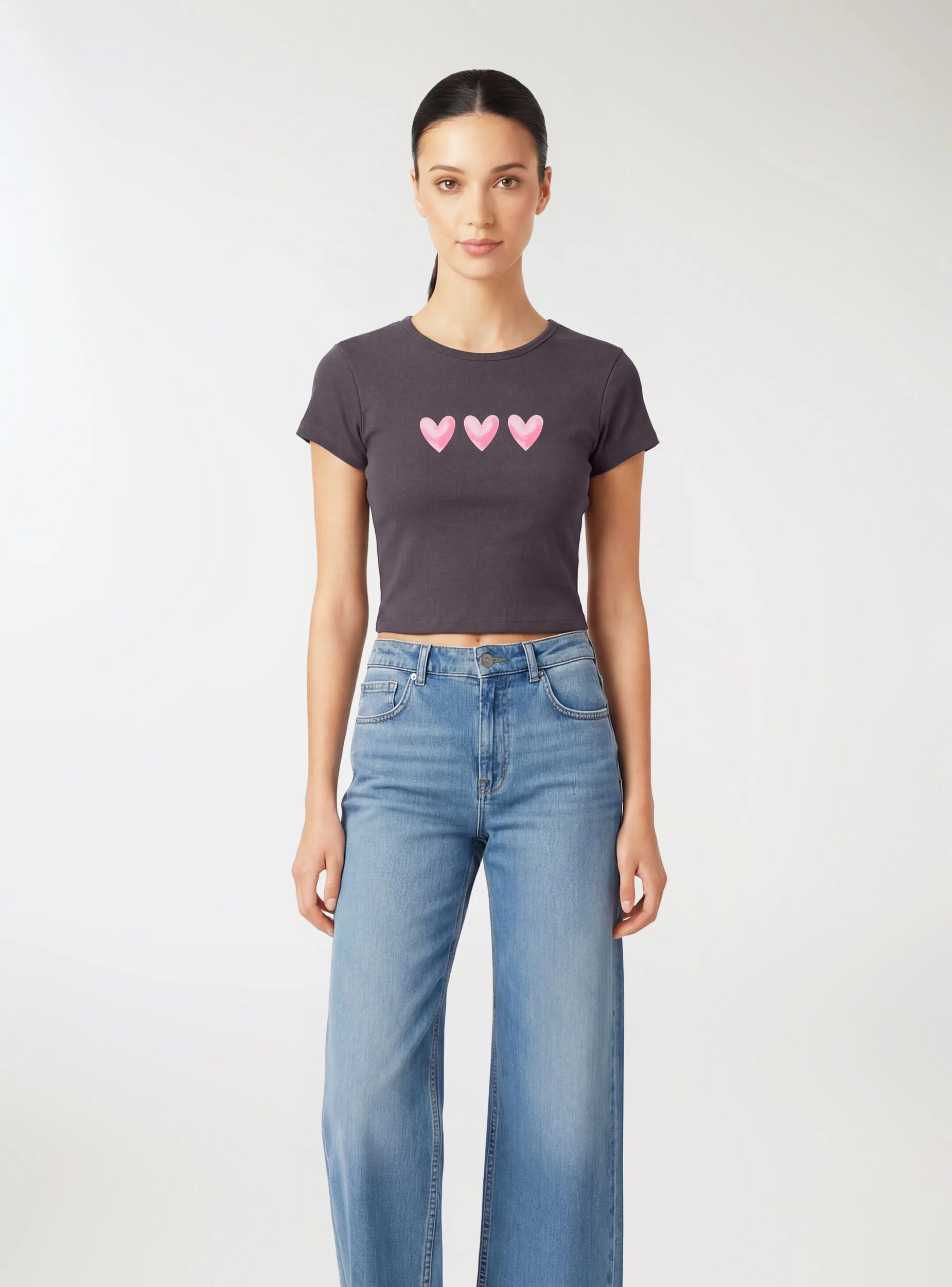 T-shirt crop con stampa frontale - Image 2