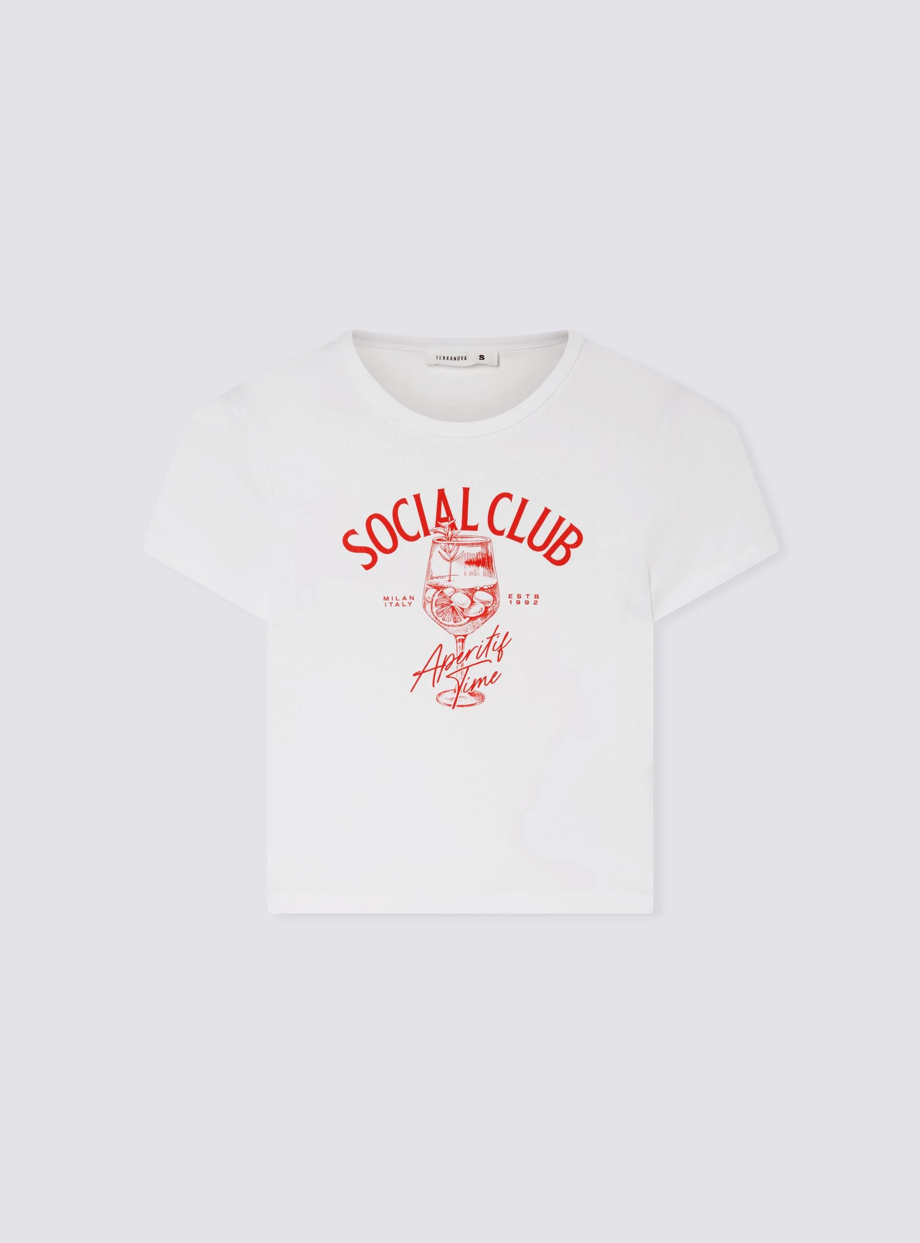 T-shirt crop con stampa social club - Image 5