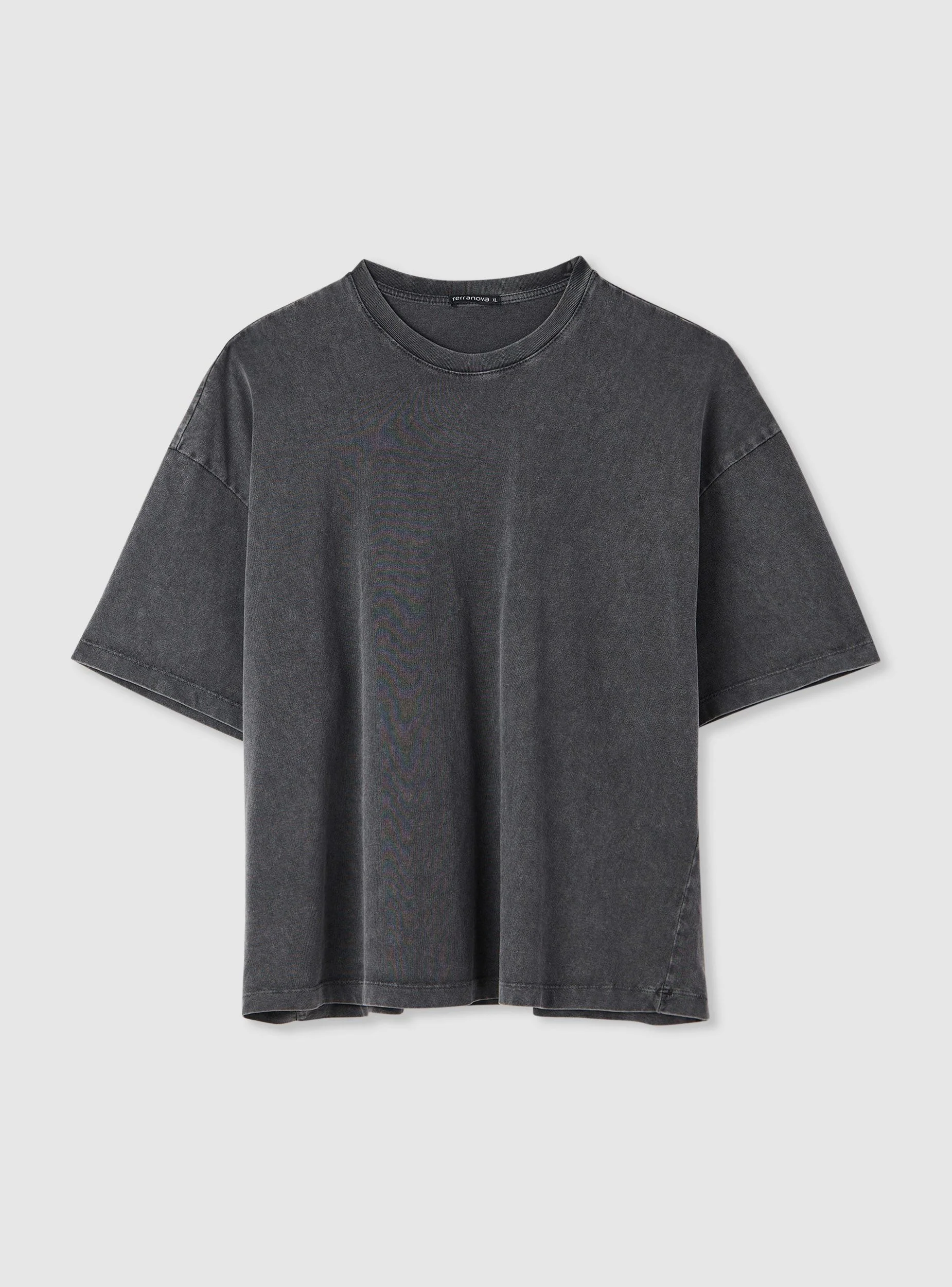 T-shirt crop con taglio vivo effetto acid wash - Image 5