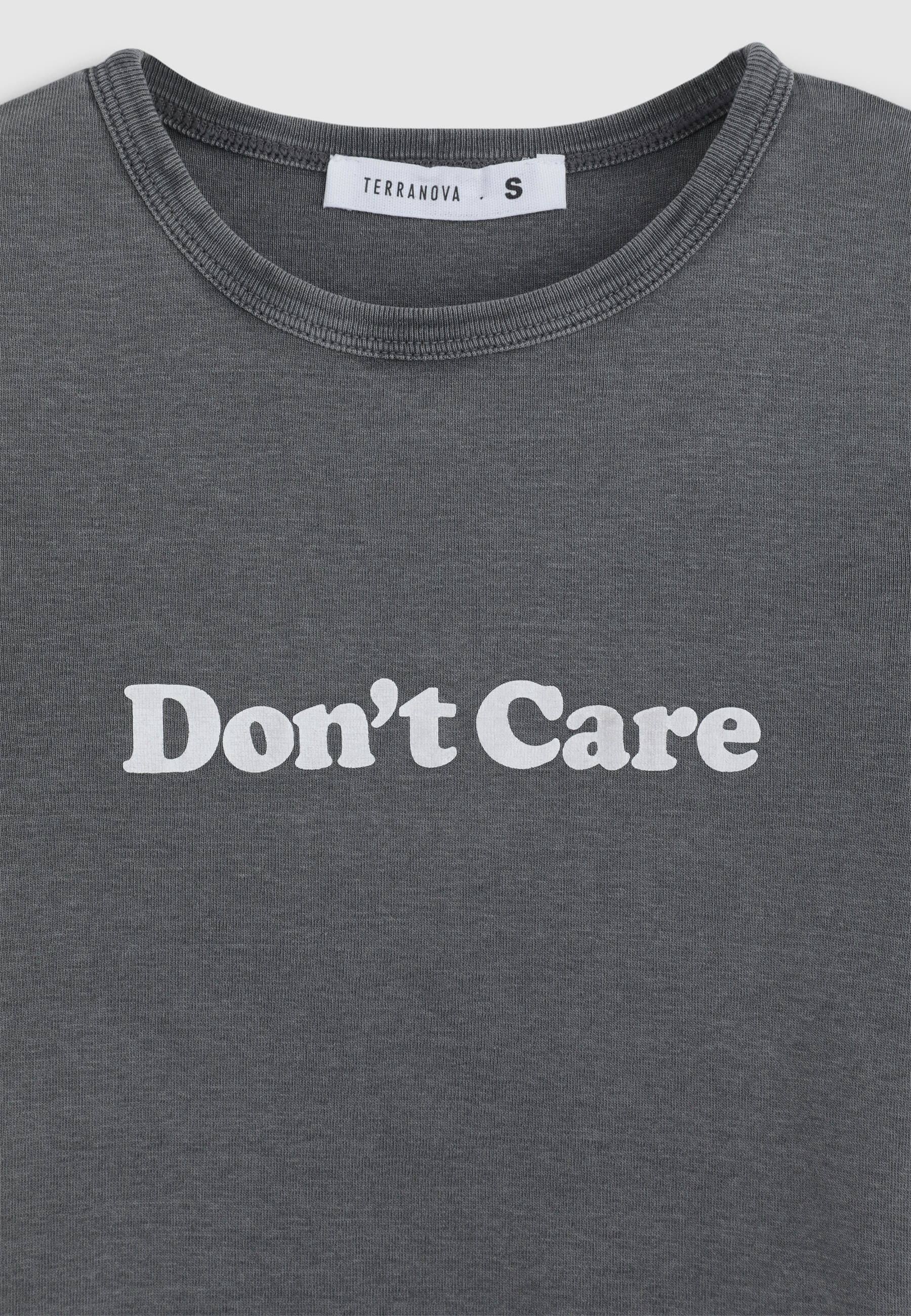 T-shirt crop garment-dyed con messaggio - Image 5