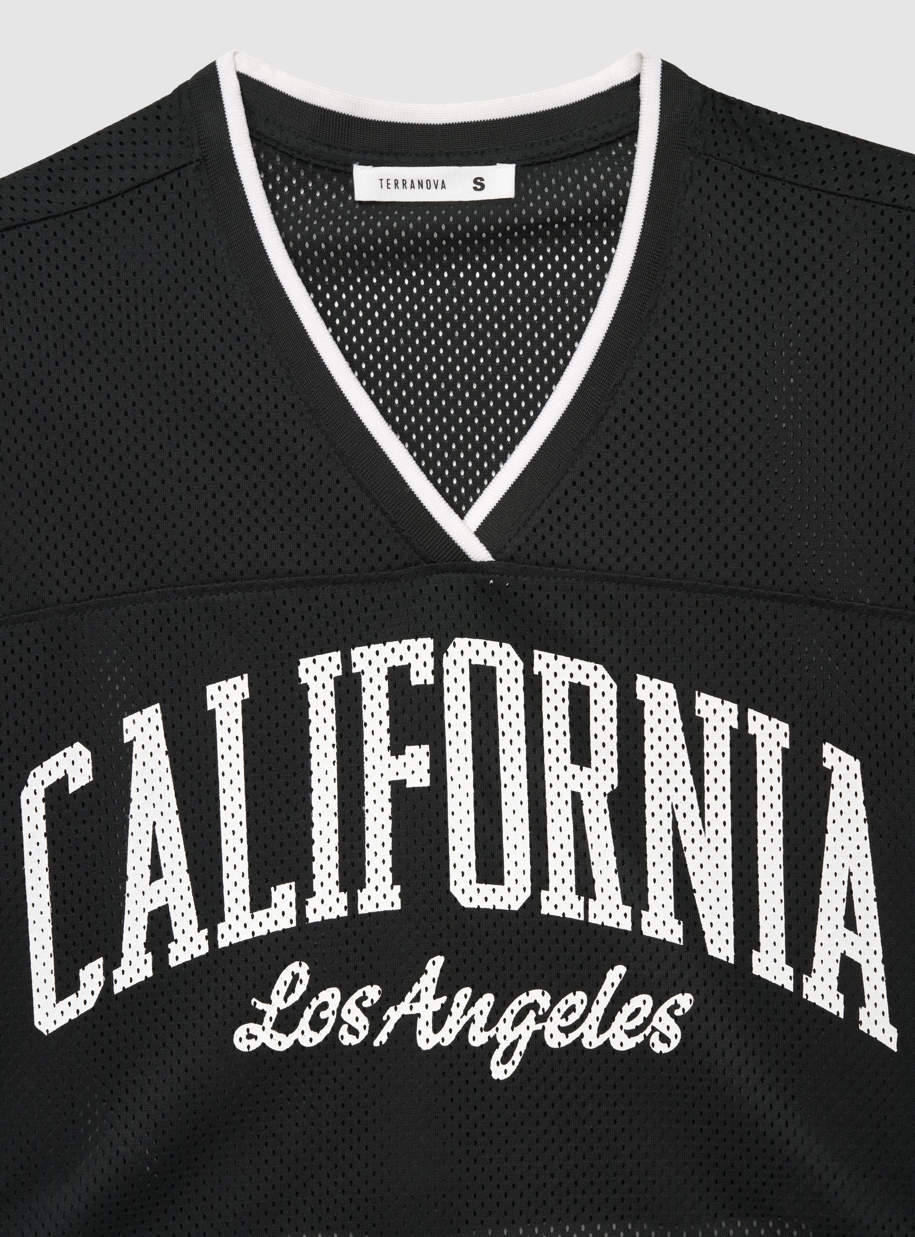 T-shirt crop in rete con stampa college - Image 7
