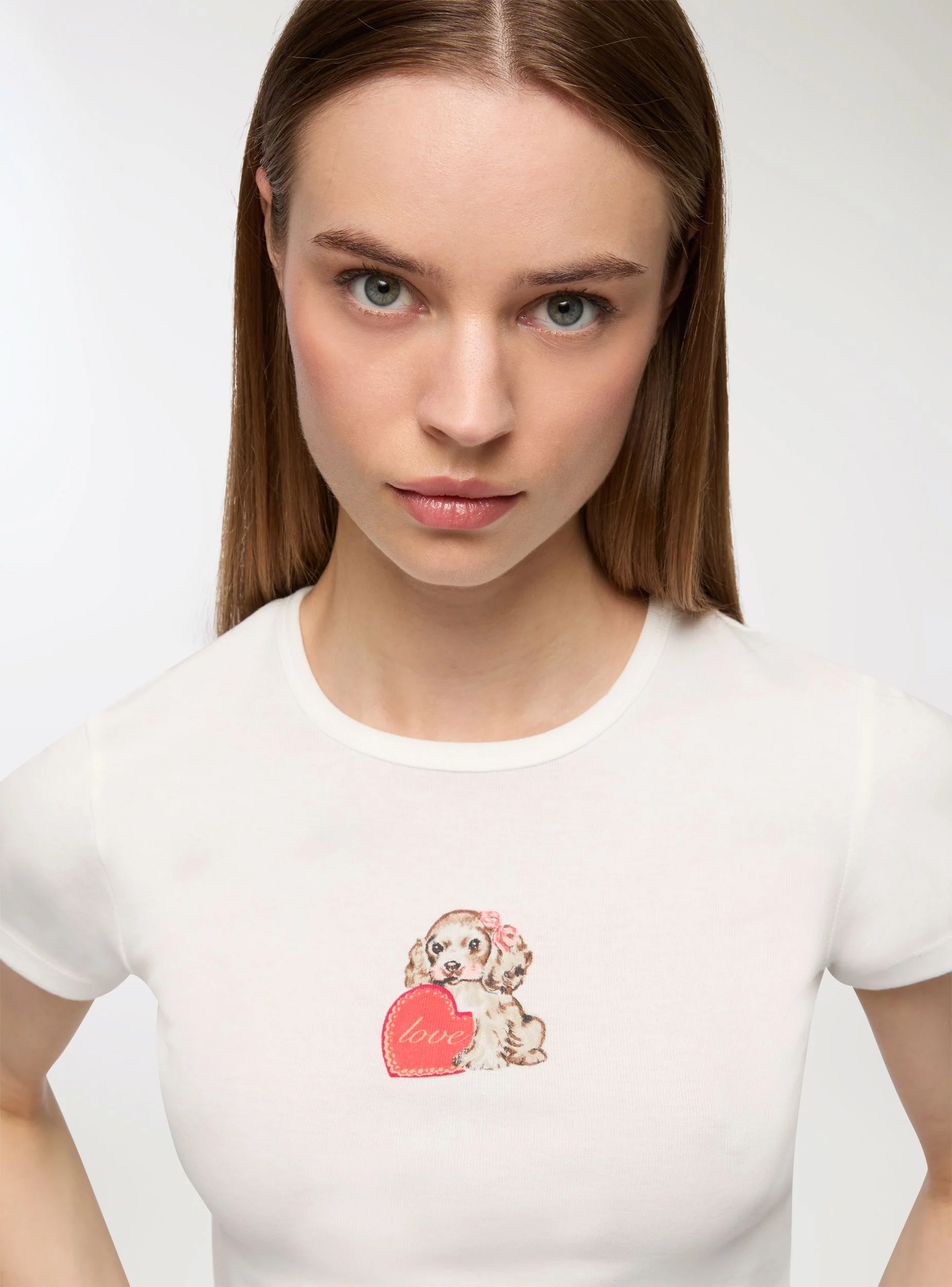 T-shirt crop stampa animaletto