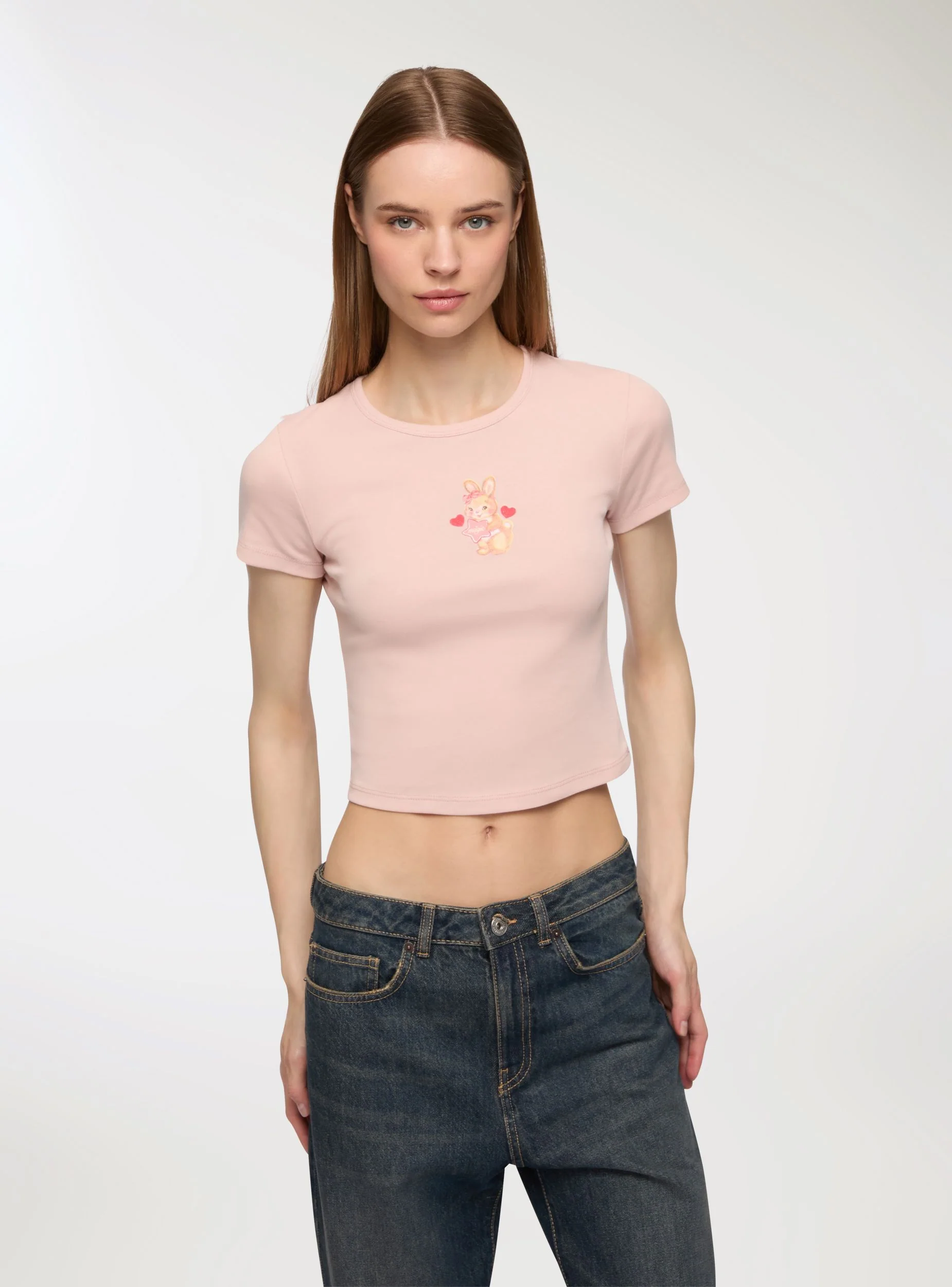 T-shirt crop stampa animaletto