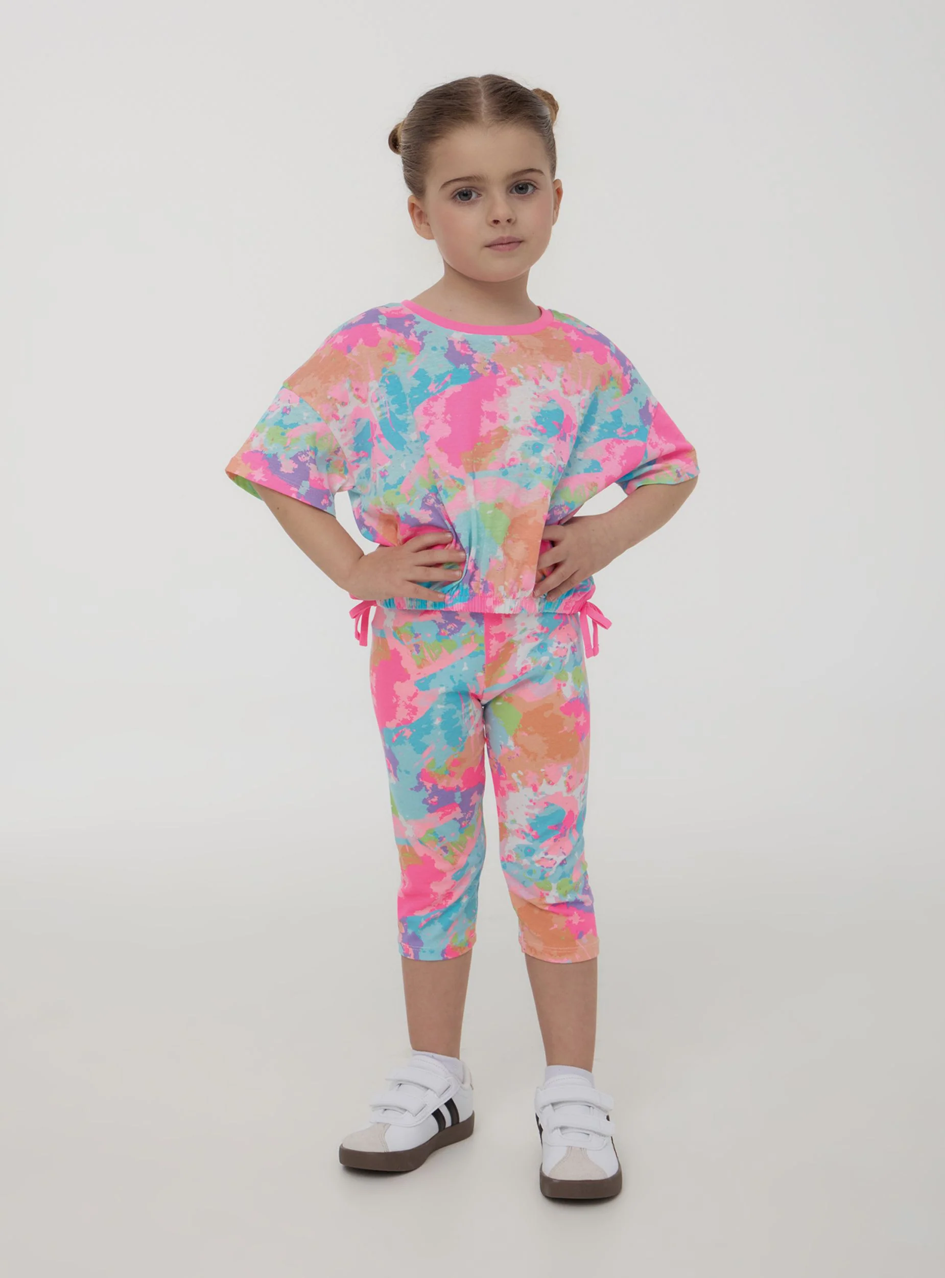 T-shirt crop tie-dye con cordini - Image 2