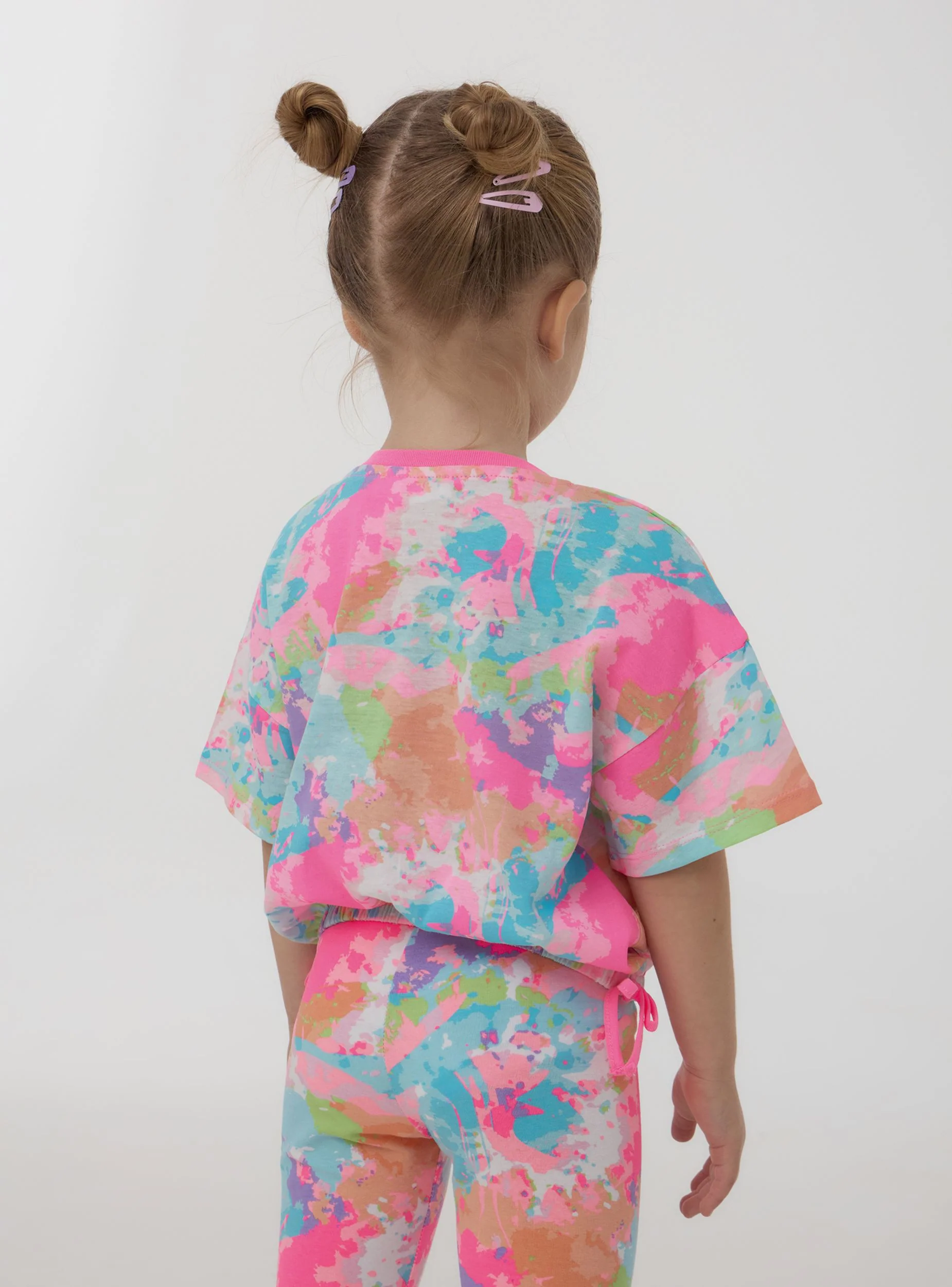 T-shirt crop tie-dye con cordini - Image 3