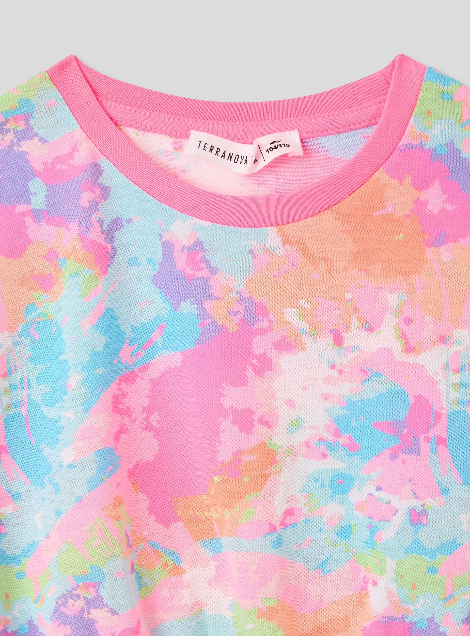 T-shirt crop tie-dye con cordini - Image 4