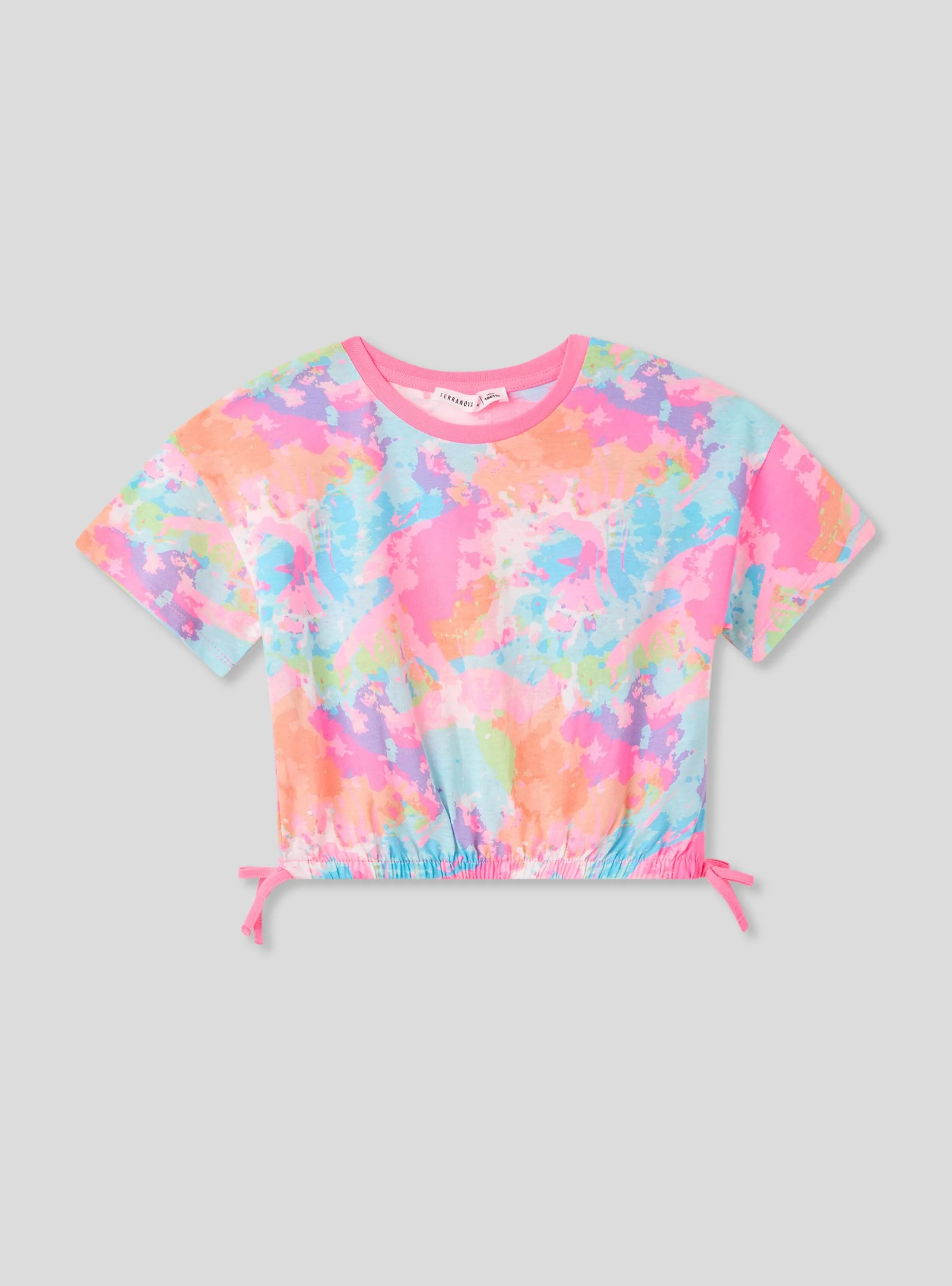 T-shirt crop tie-dye con cordini - Image 5