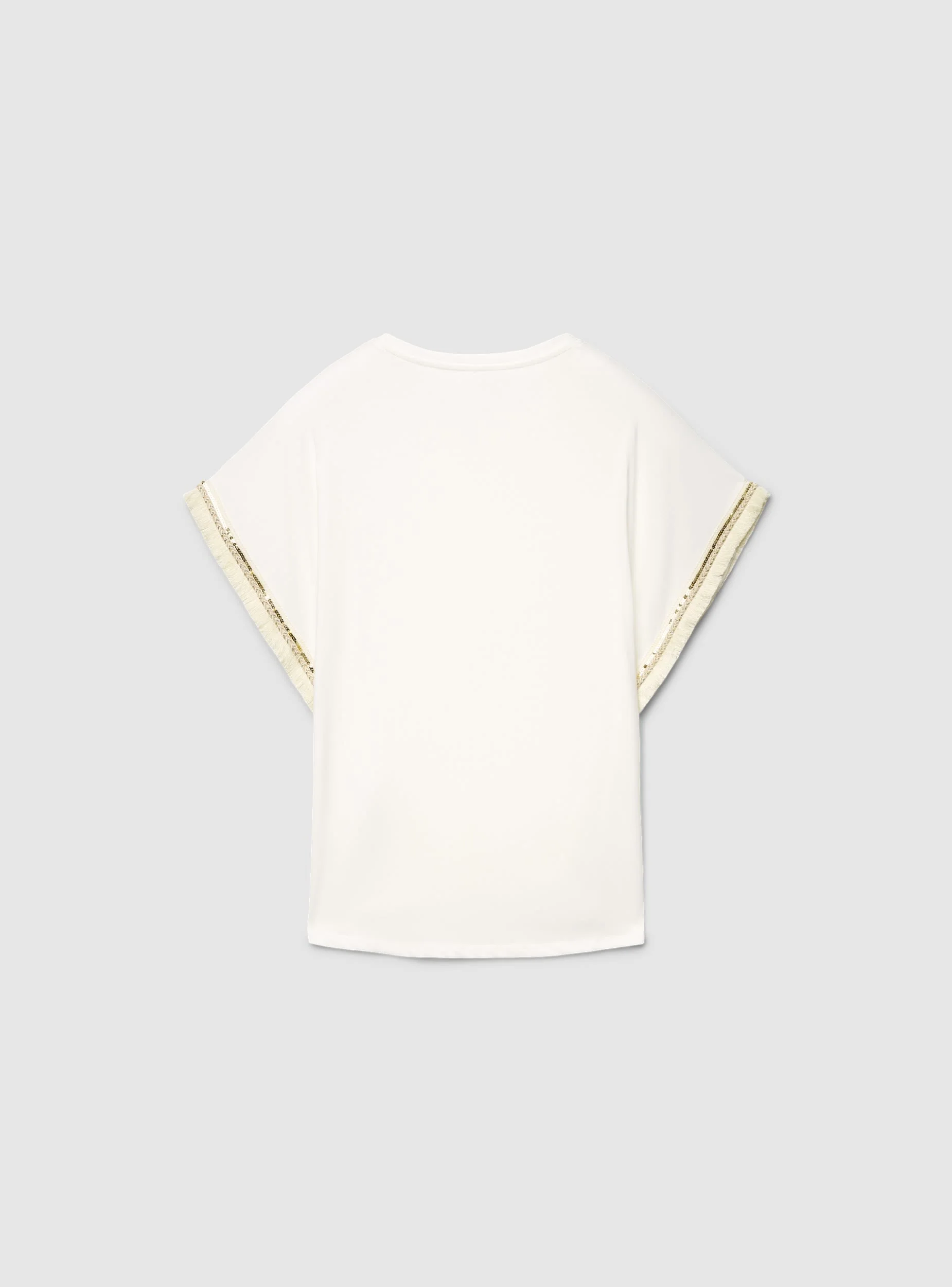 T-shirt Curvy a tinta unita con inserti etnici - Image 4