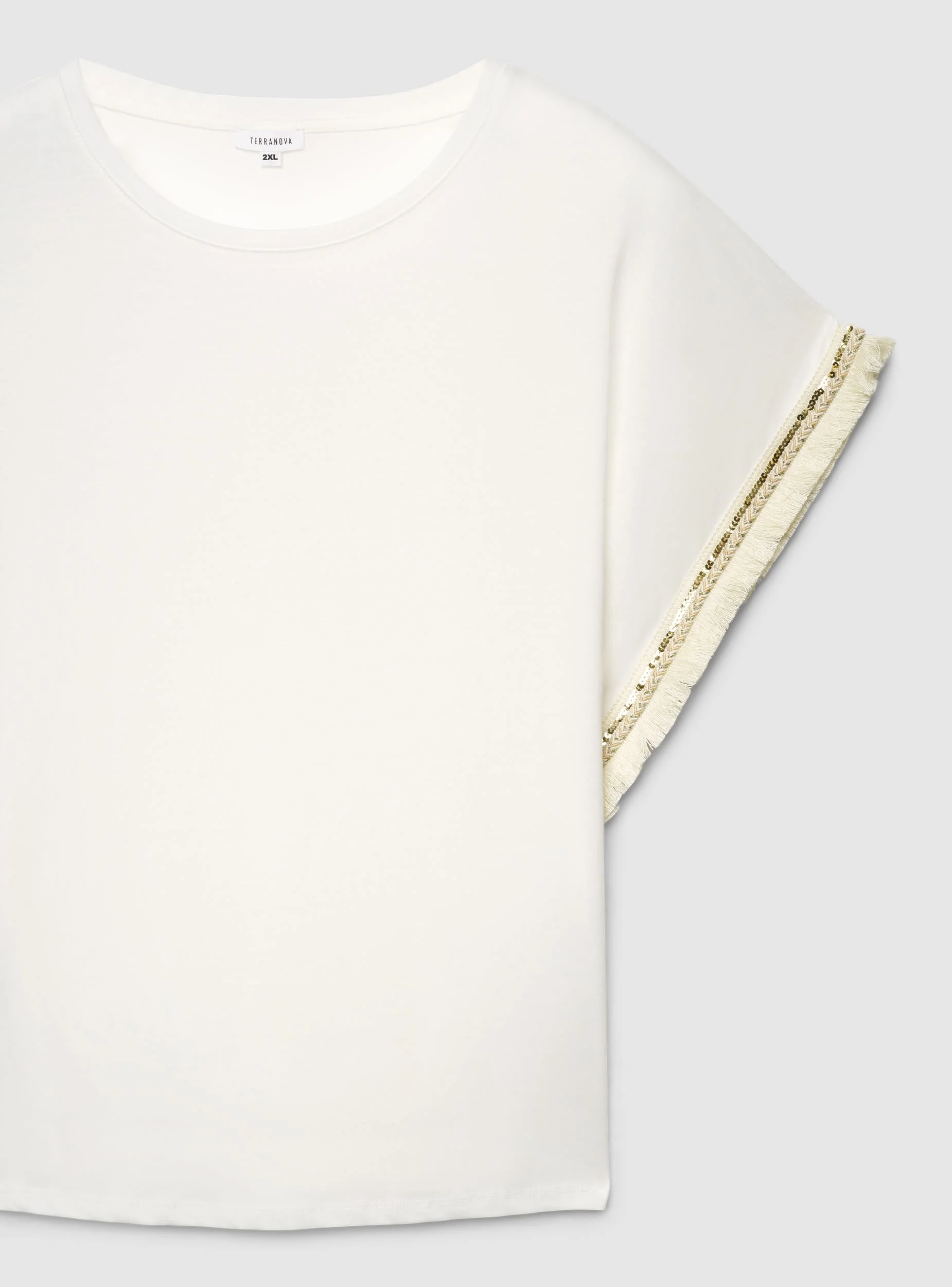 T-shirt Curvy a tinta unita con inserti etnici - Image 6