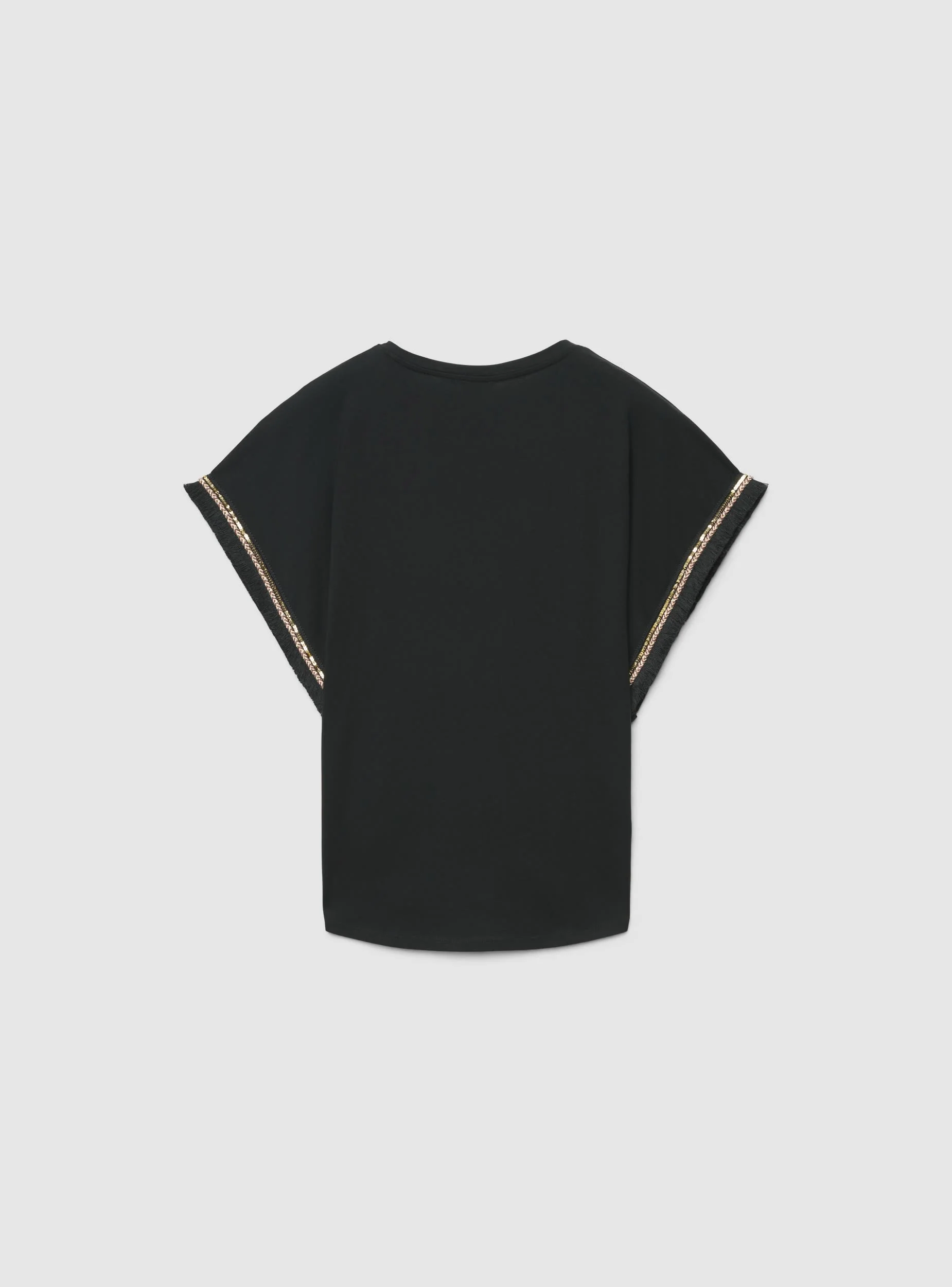 T-shirt Curvy a tinta unita con inserti etnici - Image 6