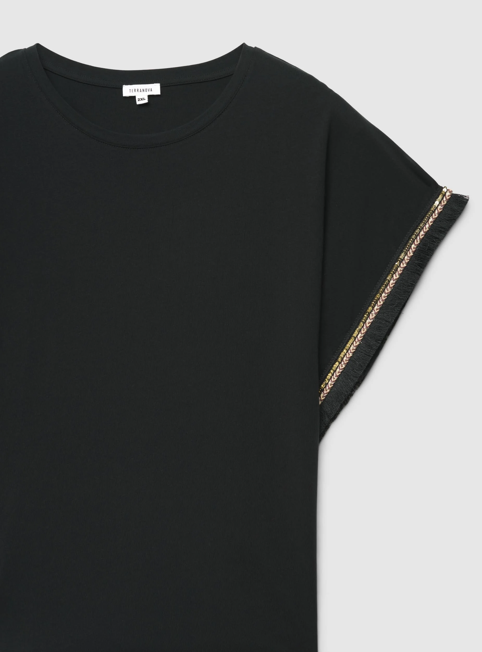 T-shirt Curvy a tinta unita con inserti etnici - Image 7