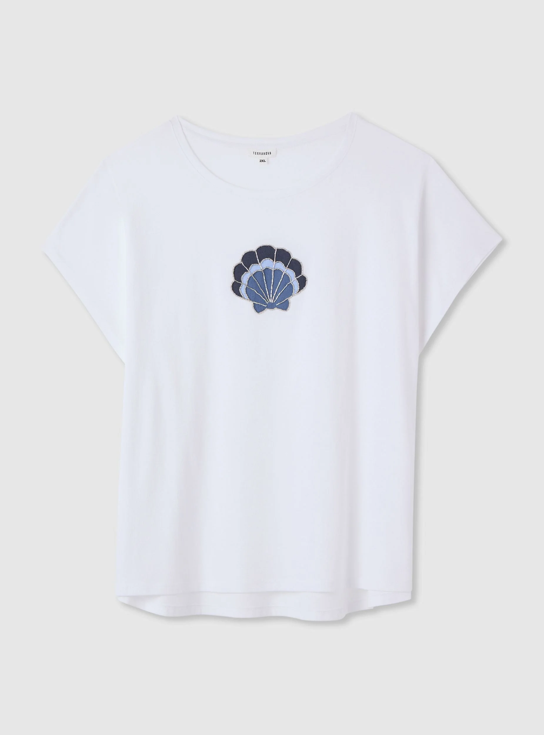 T-shirt Curvy con ricamo marino - Image 6