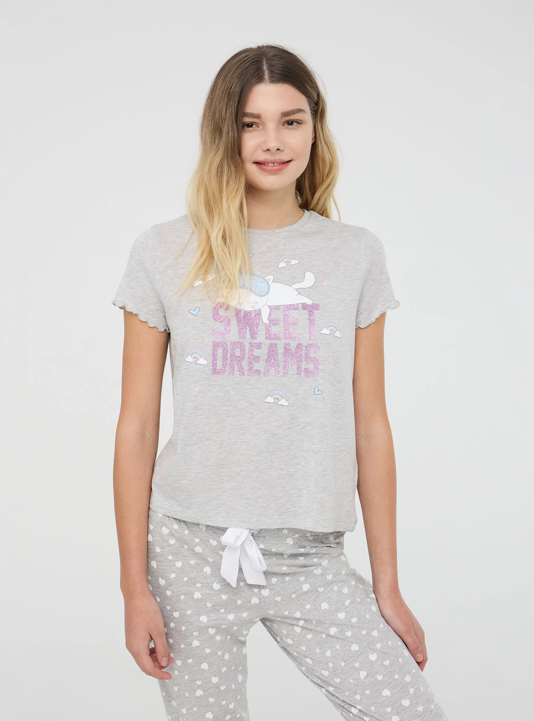 T-shirt del pigiama con scritta e gattino - Image 2