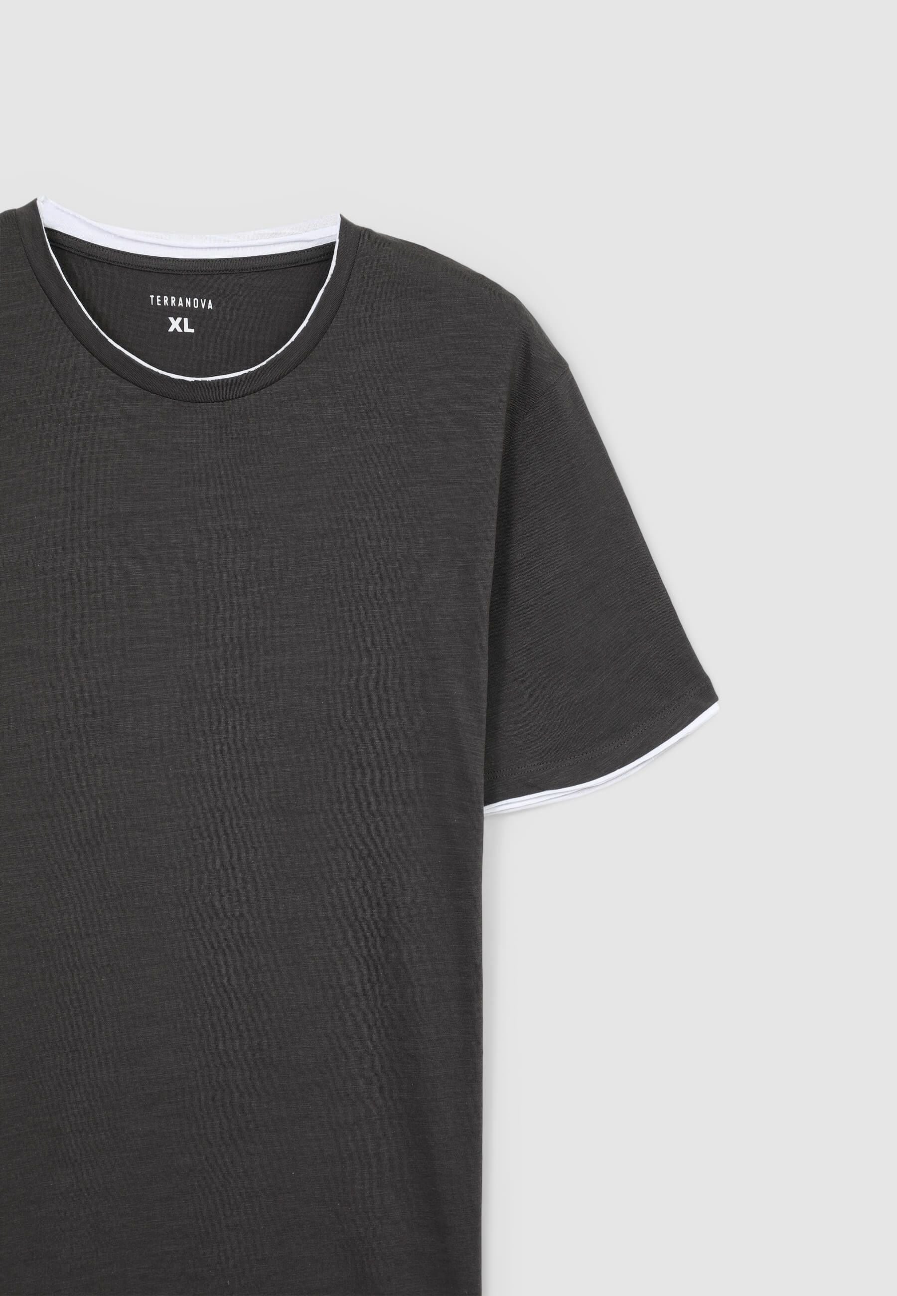 T-shirt doppiata tinta unita - Image 4