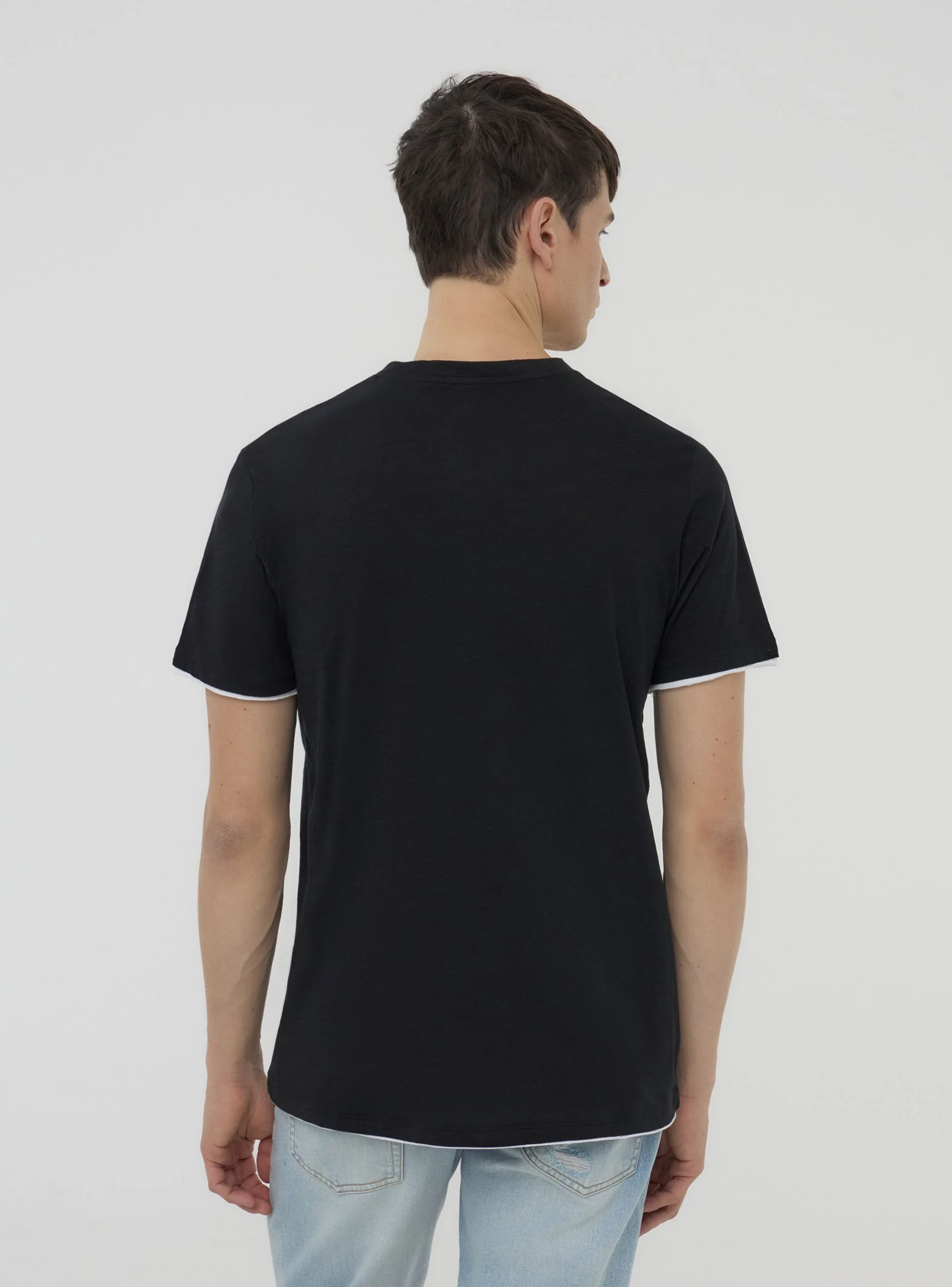 T-shirt doppiata tinta unita - Image 2
