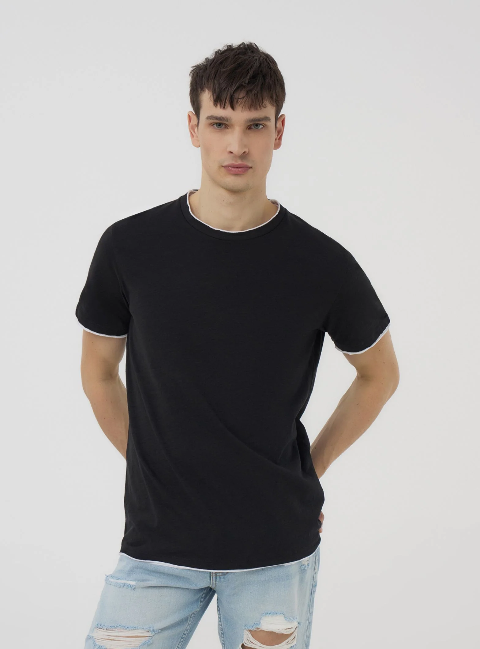 T-shirt doppiata tinta unita - Image 7