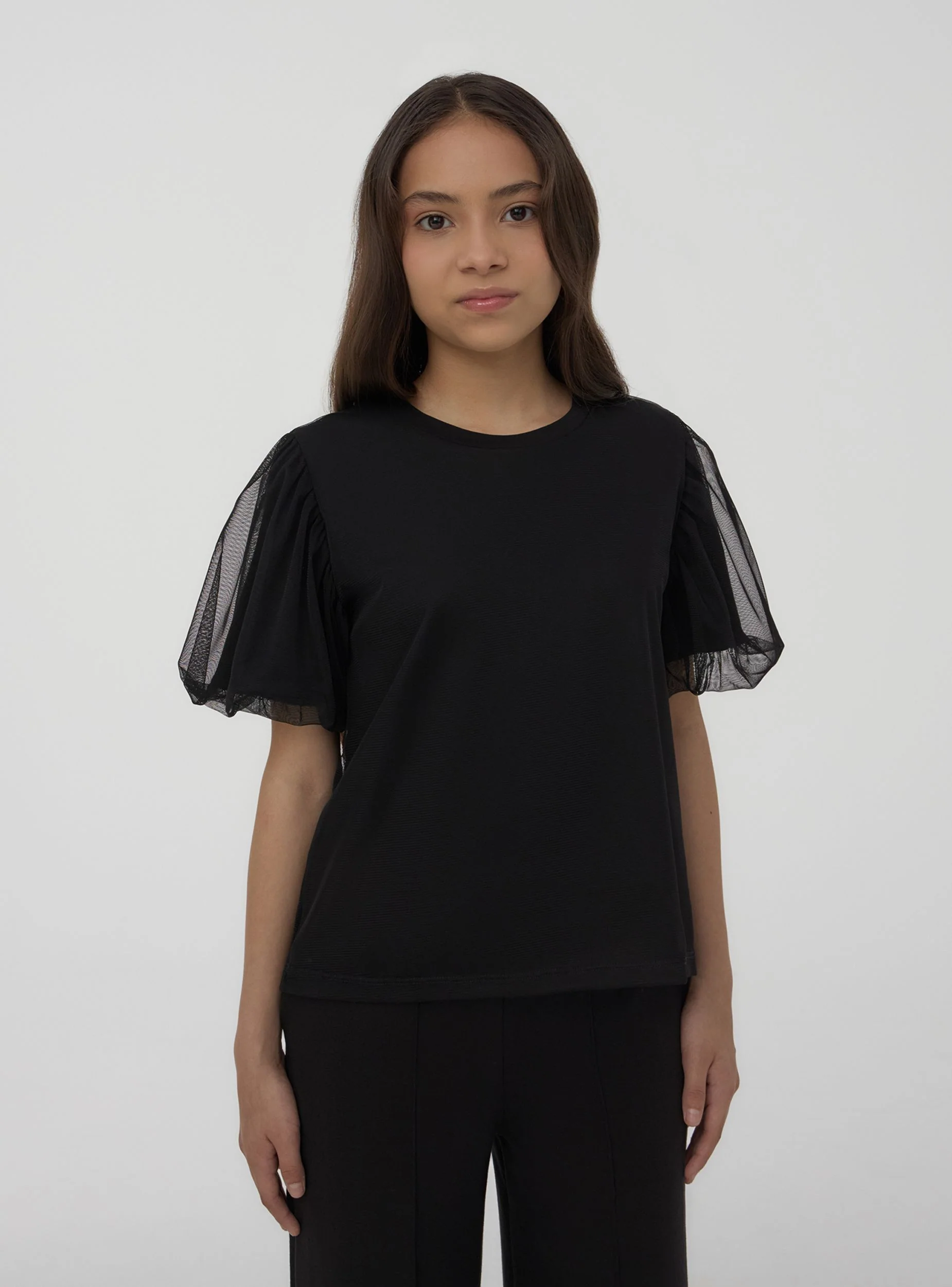 T-shirt doppio strato con tulle