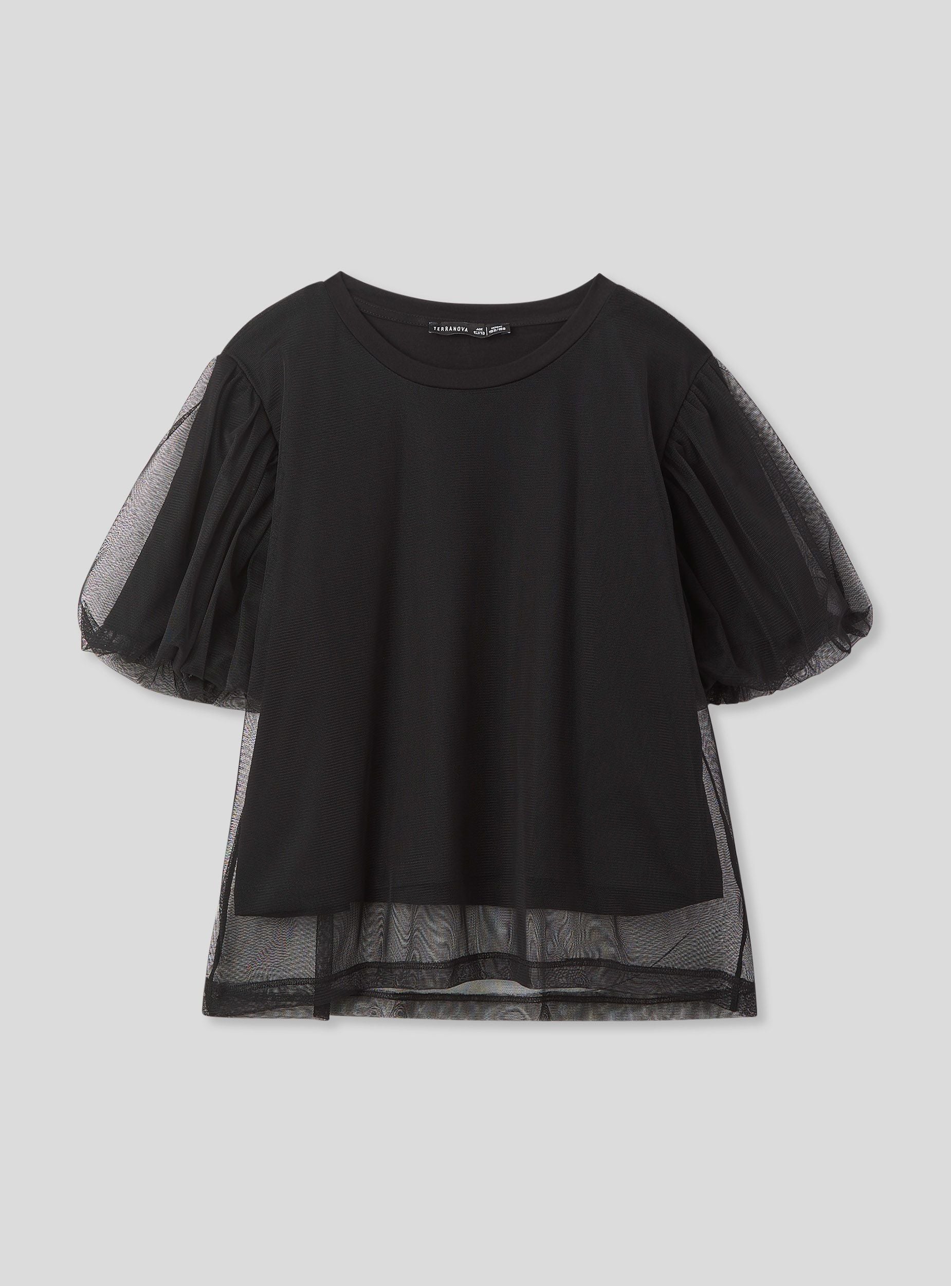 T-shirt doppio strato con tulle
