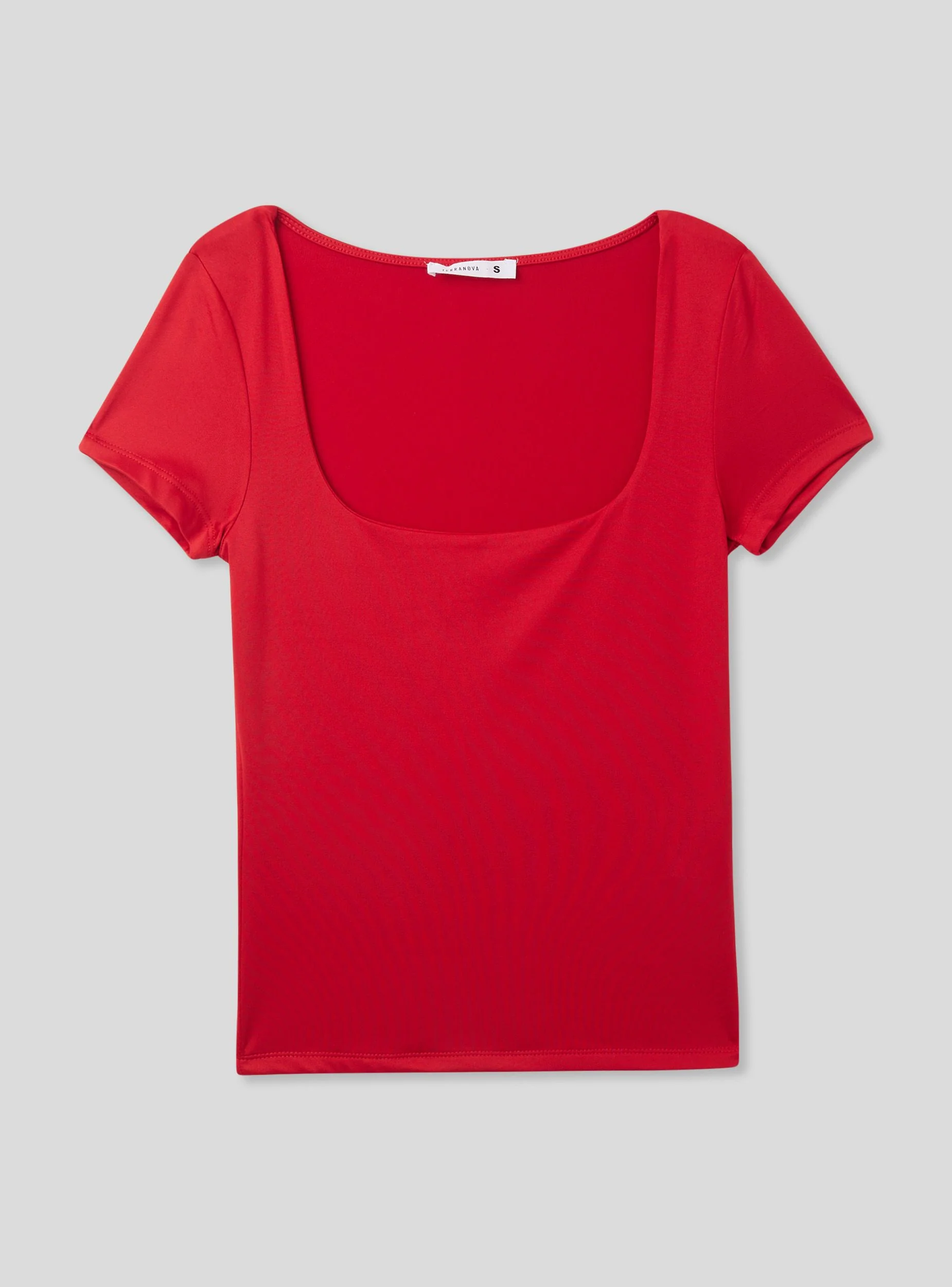 T-shirt elasticizzata con scollo ampio - Image 4