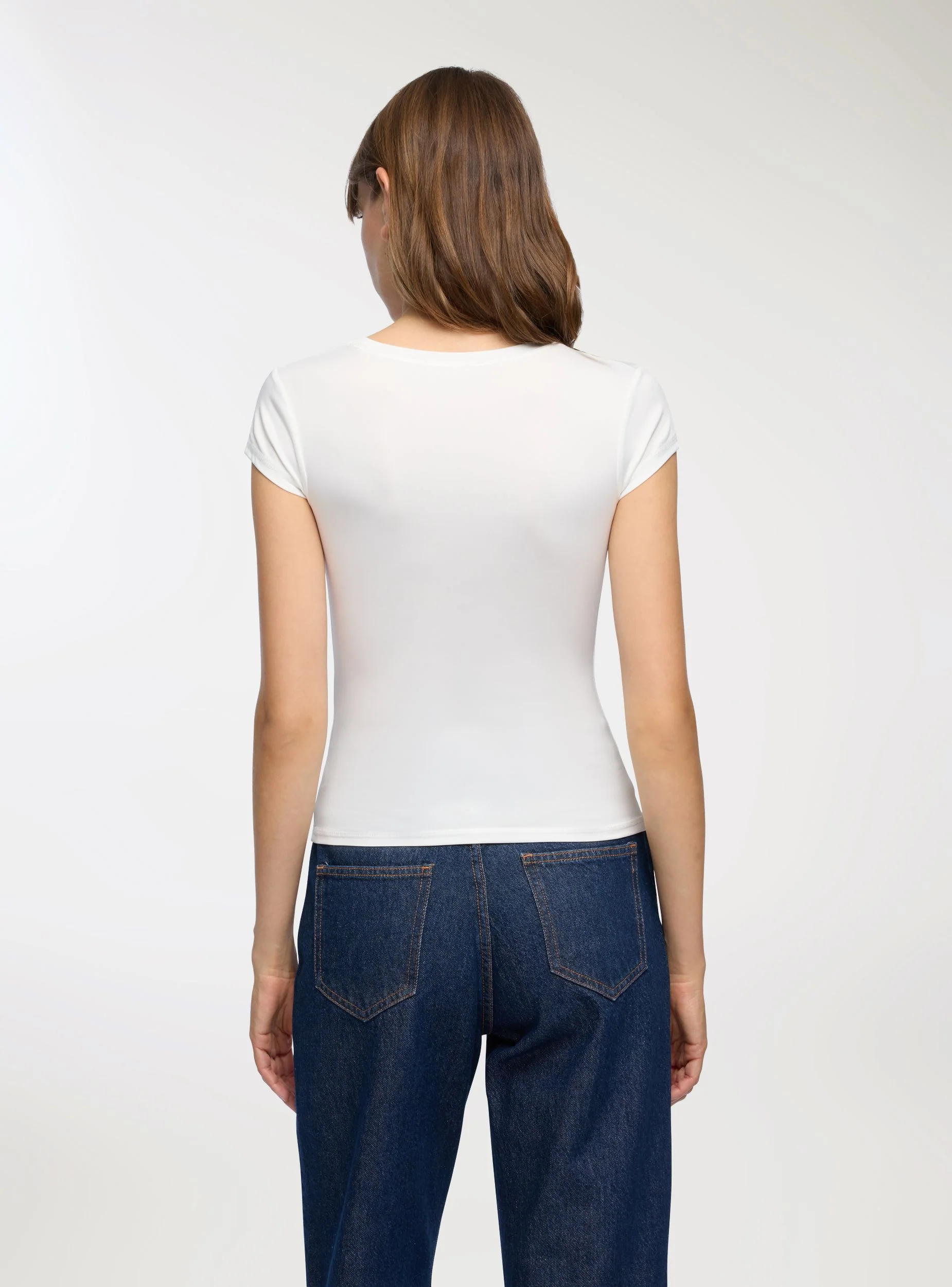 T-shirt elasticizzata tinta unita - Image 2