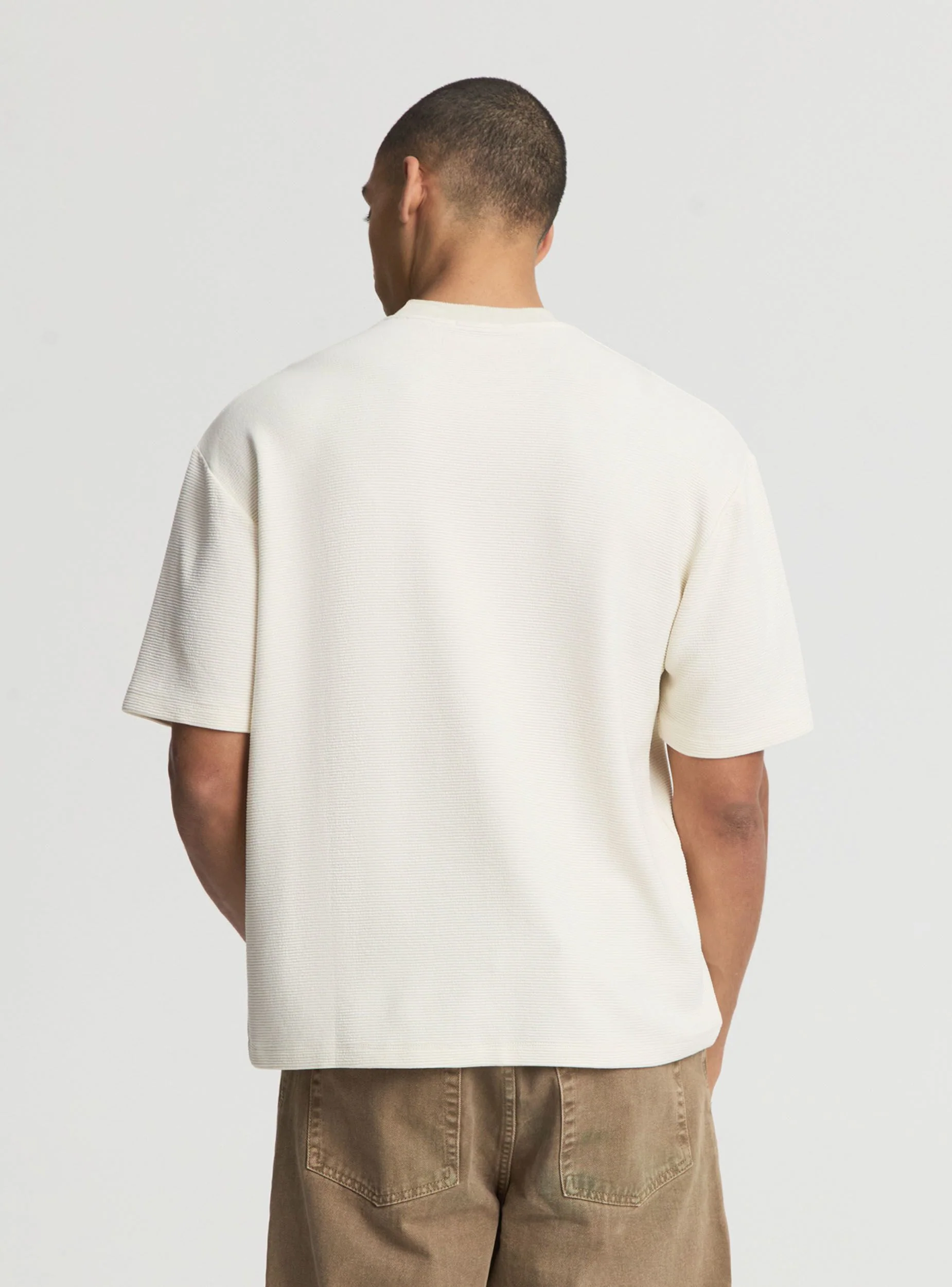 T-shirt in ottoman a tinta unita - Image 3