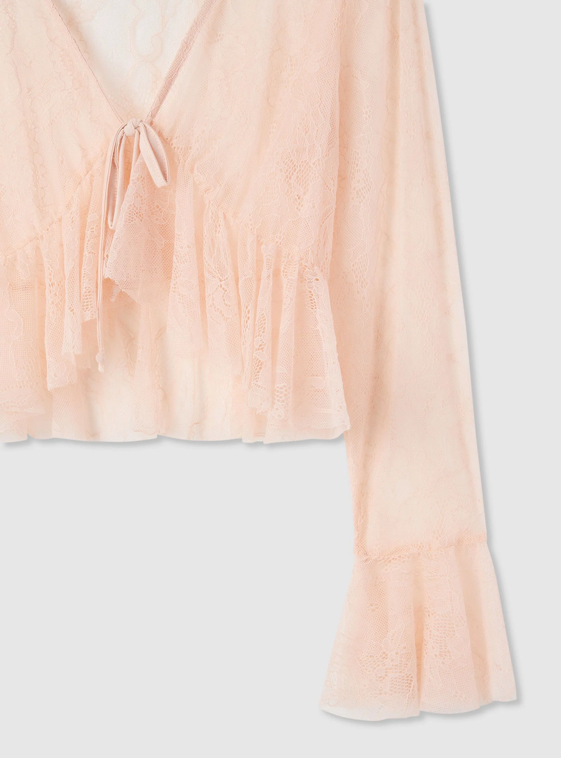 T-shirt in pizzo con balze e laccetto - Image 5