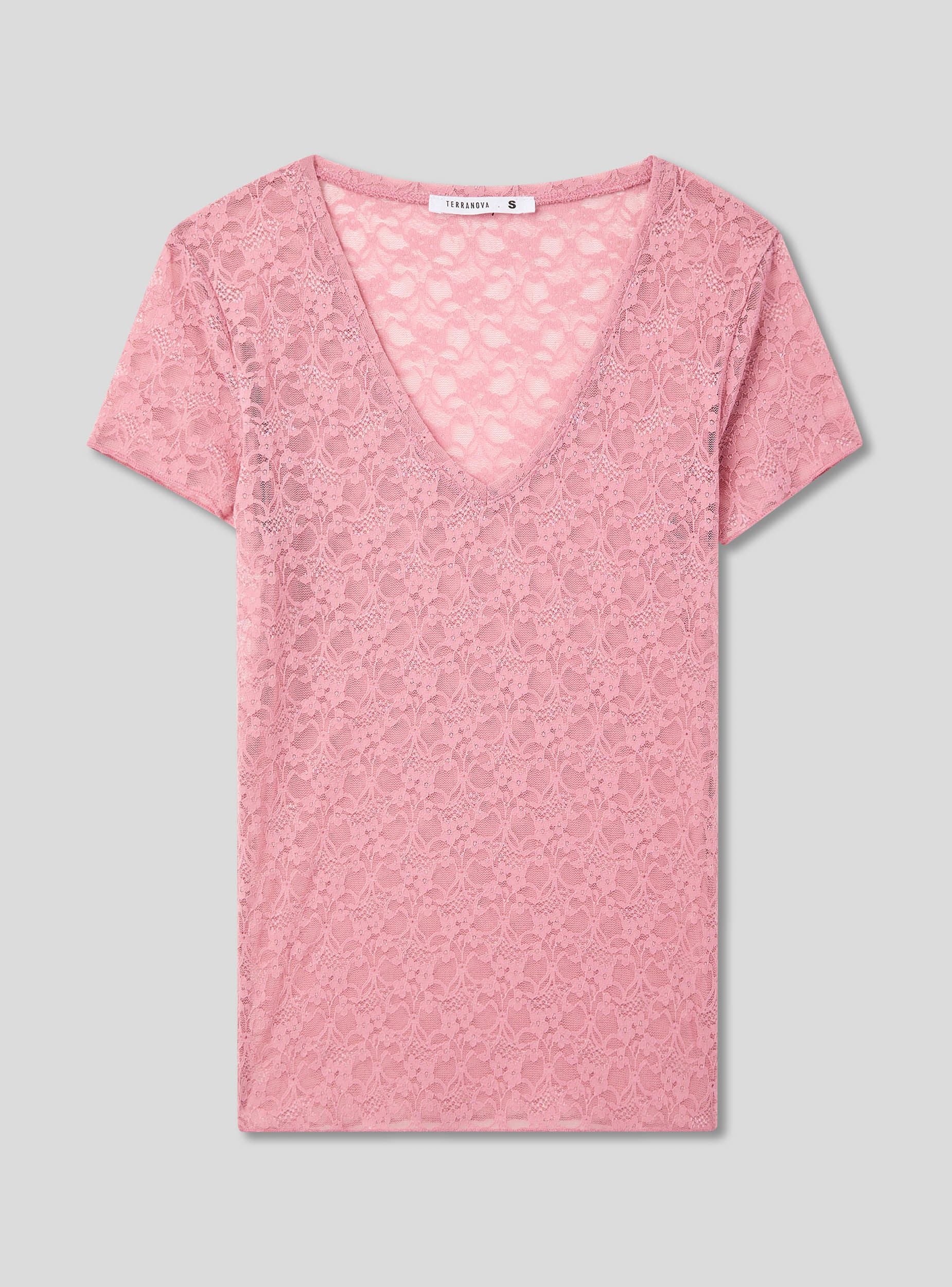 T-shirt in pizzo con trasparenze - Image 4
