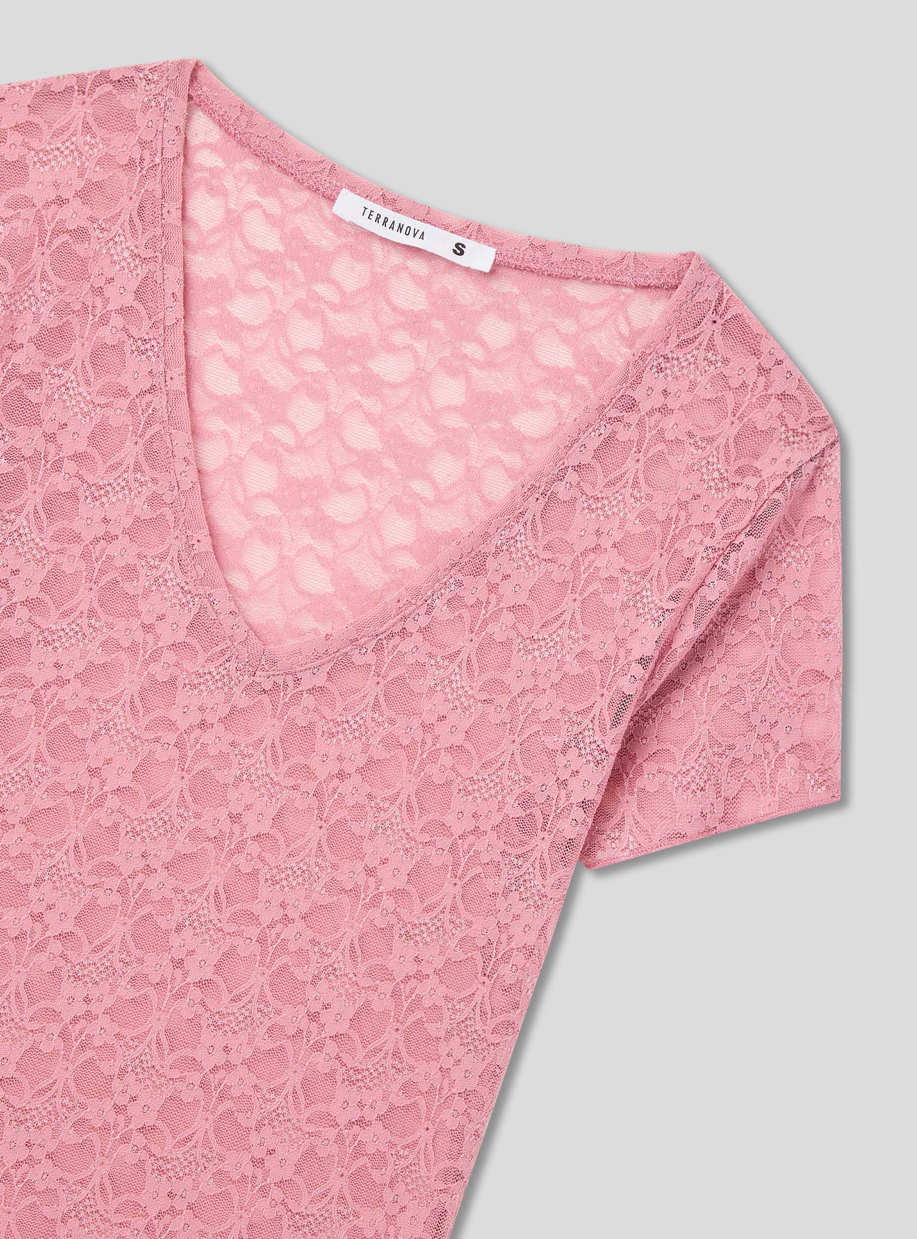 T-shirt in pizzo con trasparenze - Image 5