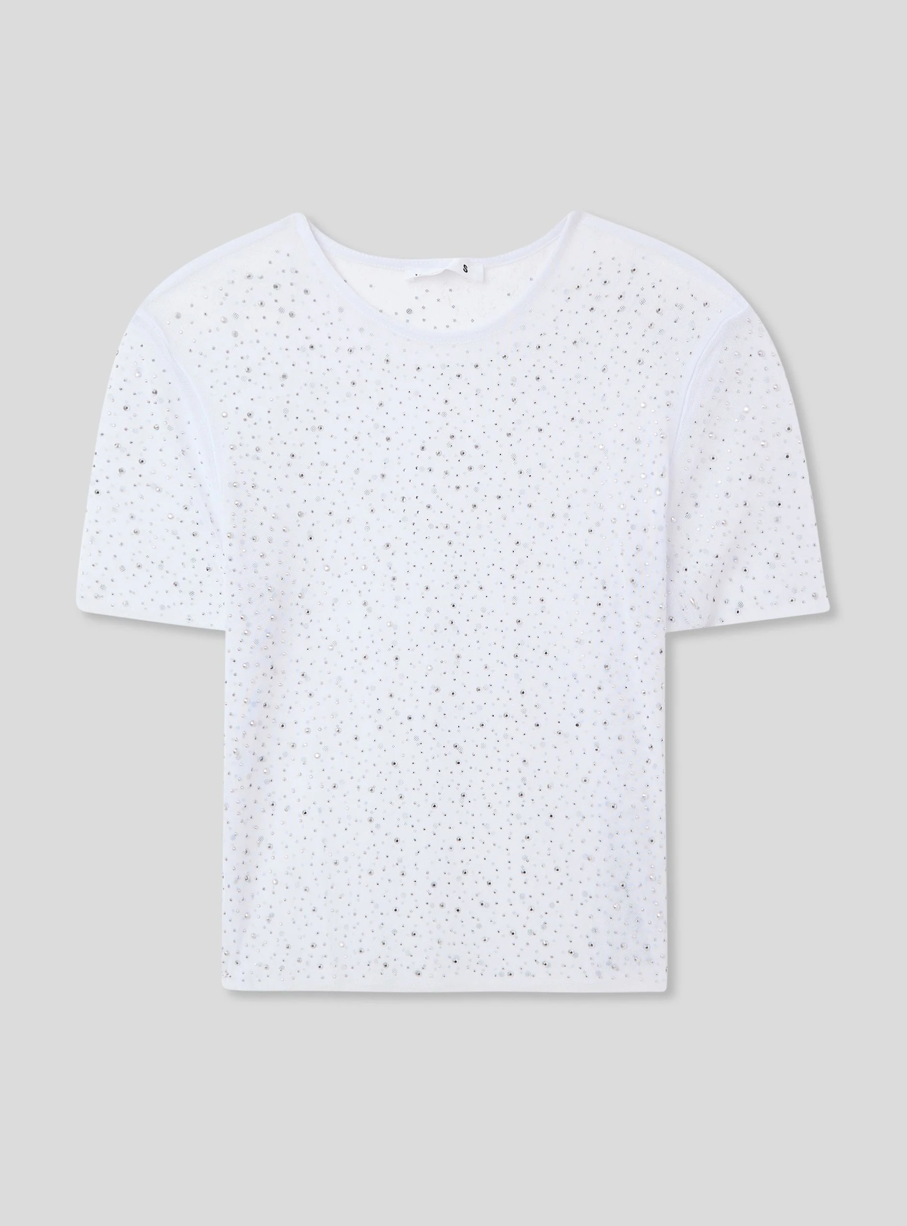 T-shirt in tulle con strass all-over - Image 4