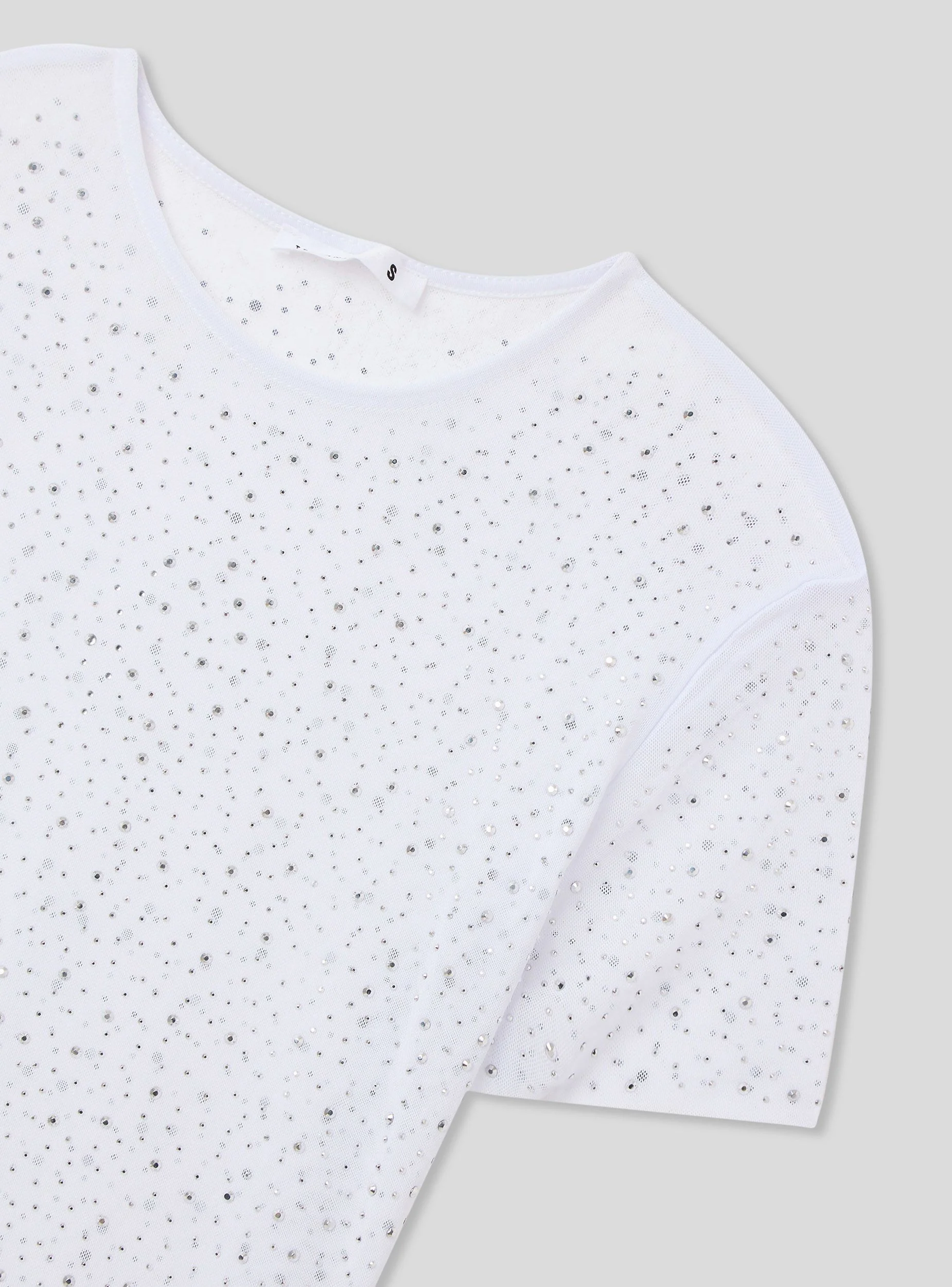 T-shirt in tulle con strass all-over - Image 6
