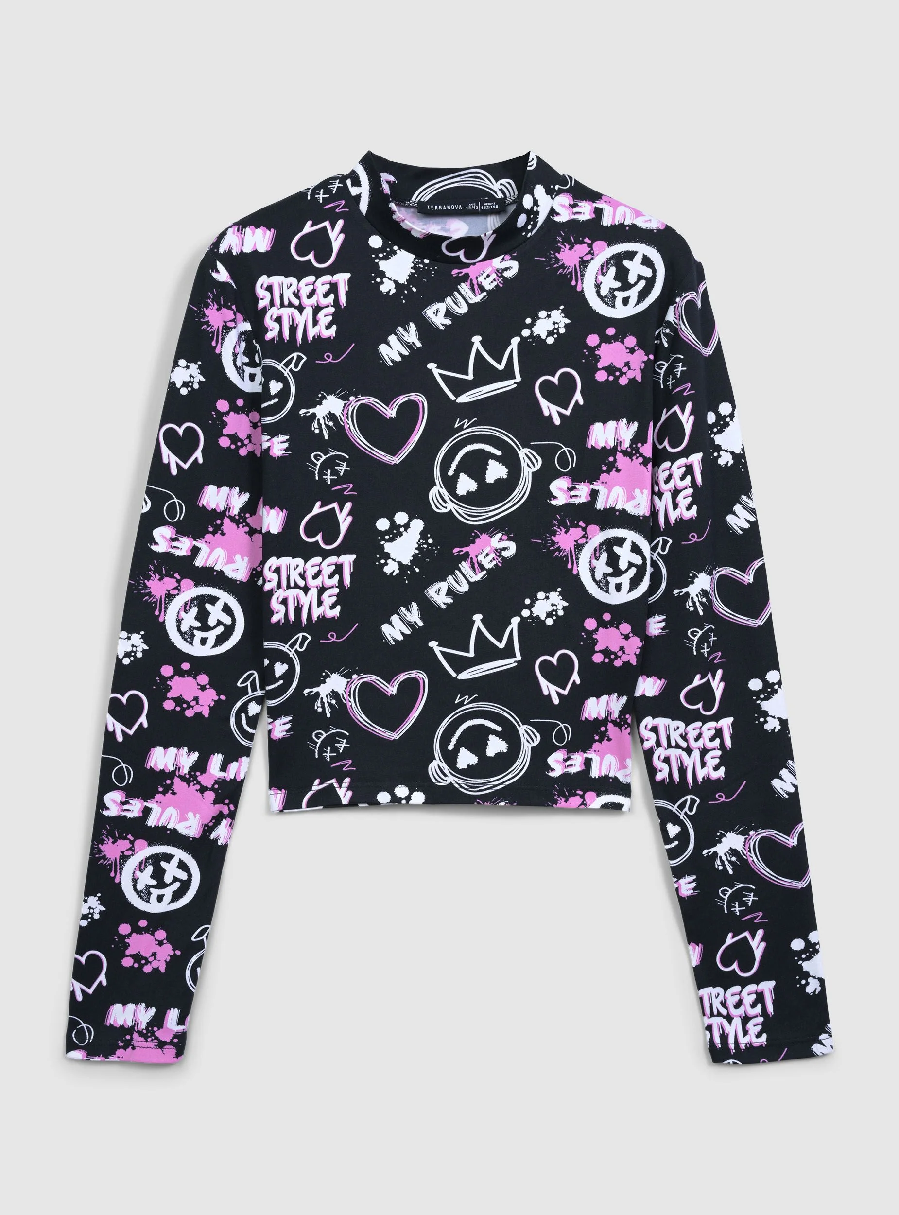 T-shirt lupetto con stampa graffiti - Image 6