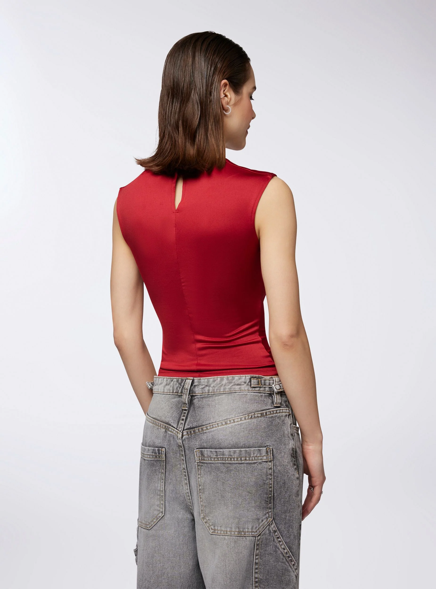 T-shirt maniche ad aletta con arriccio - Image 2